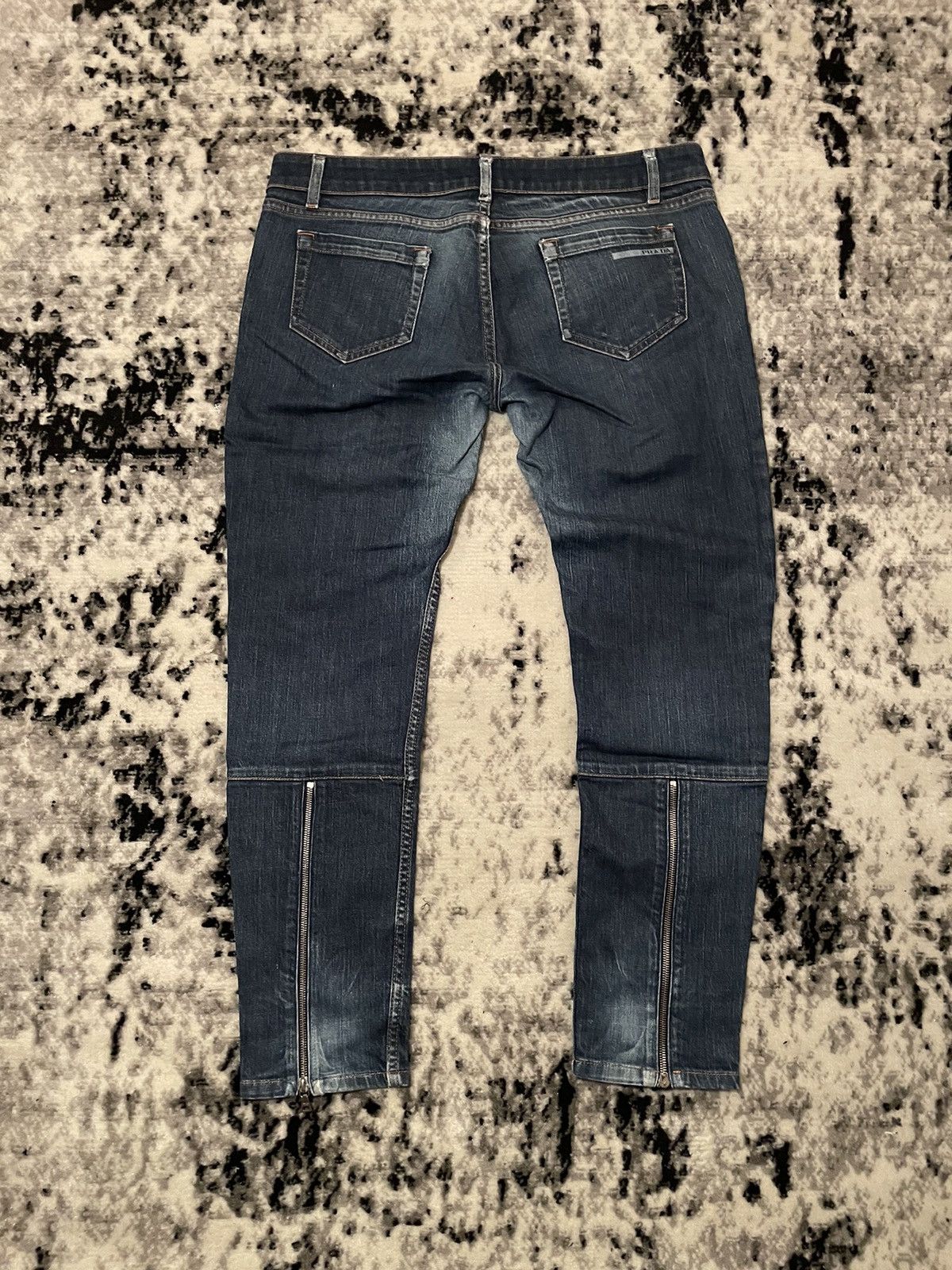 image of Prada Vintage Jeans Logo Designer Luxury Milano Skinny Fit in Blue Jean, Men's (Size 33)