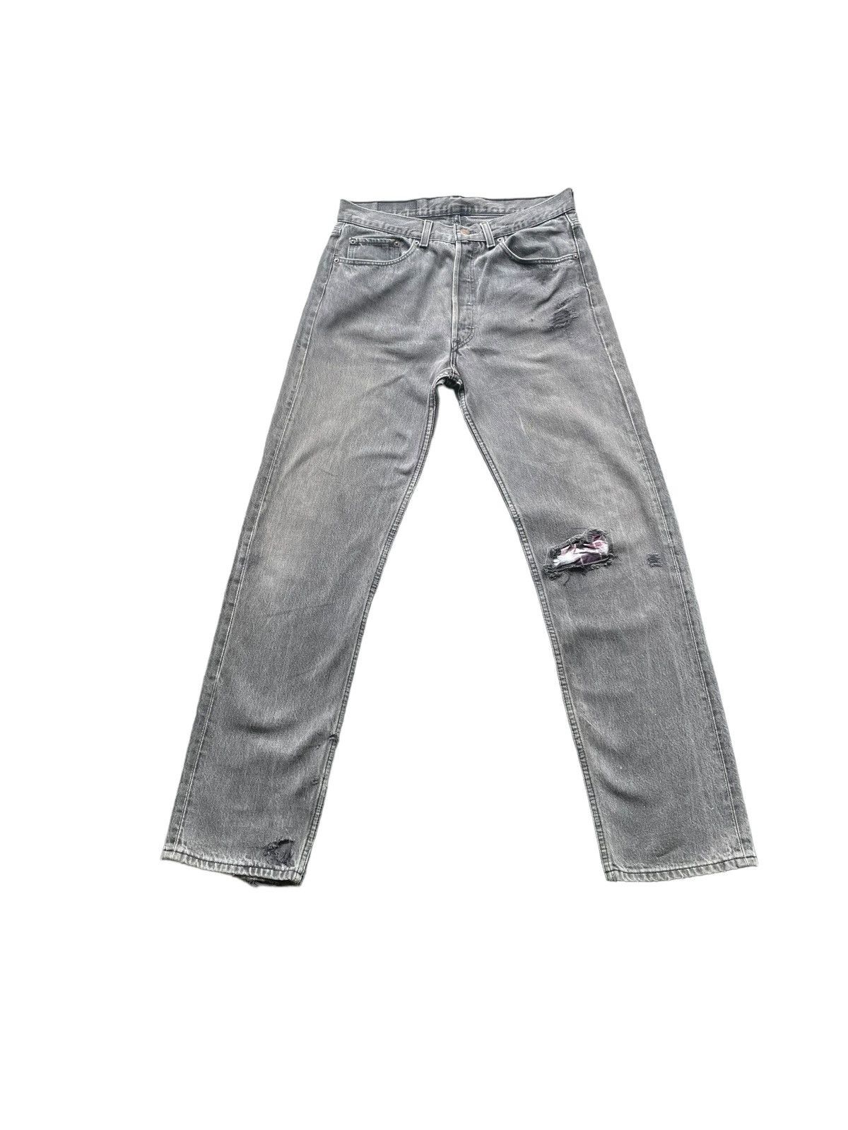 image of Distressed Denim x Levis Vintage 1995 Levis 501 E Usa Single R Distresed in Black, Men's (Size 33)