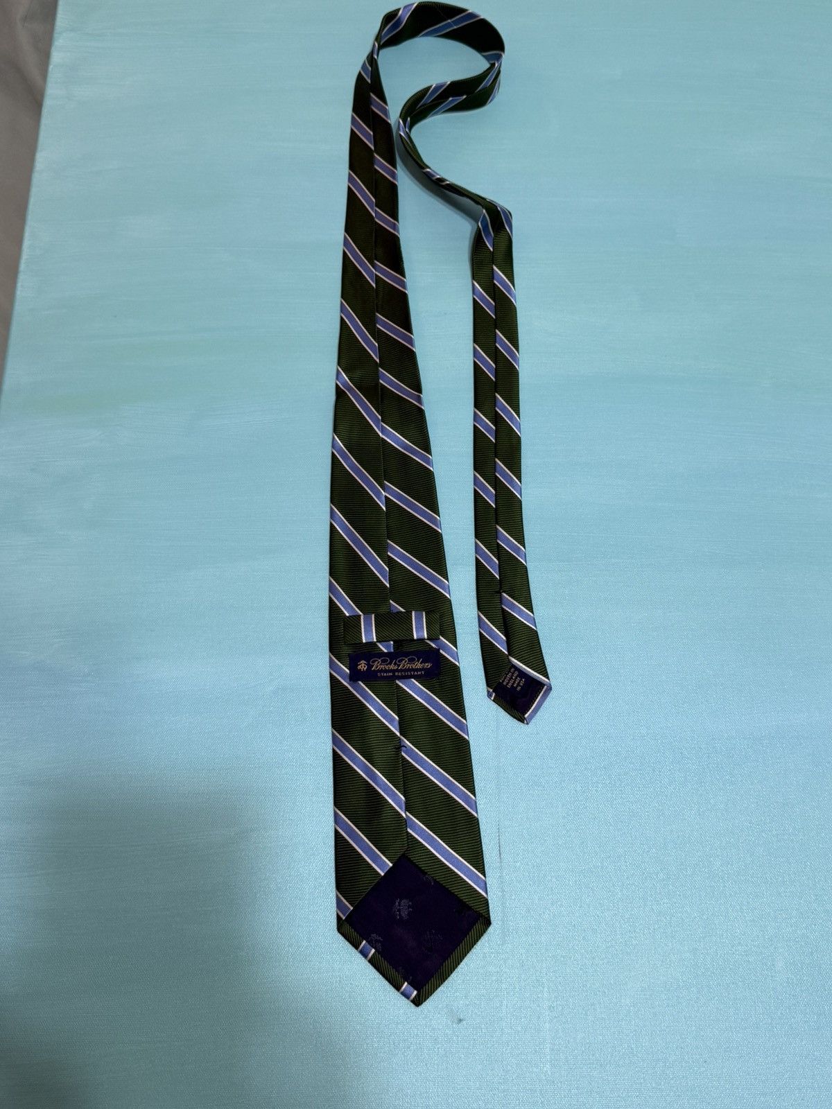 Brooks Brothers Brooks Brothers Green, blue and white Stripe Neck Tie Silk Size ONE SIZE - 5 Thumbnail