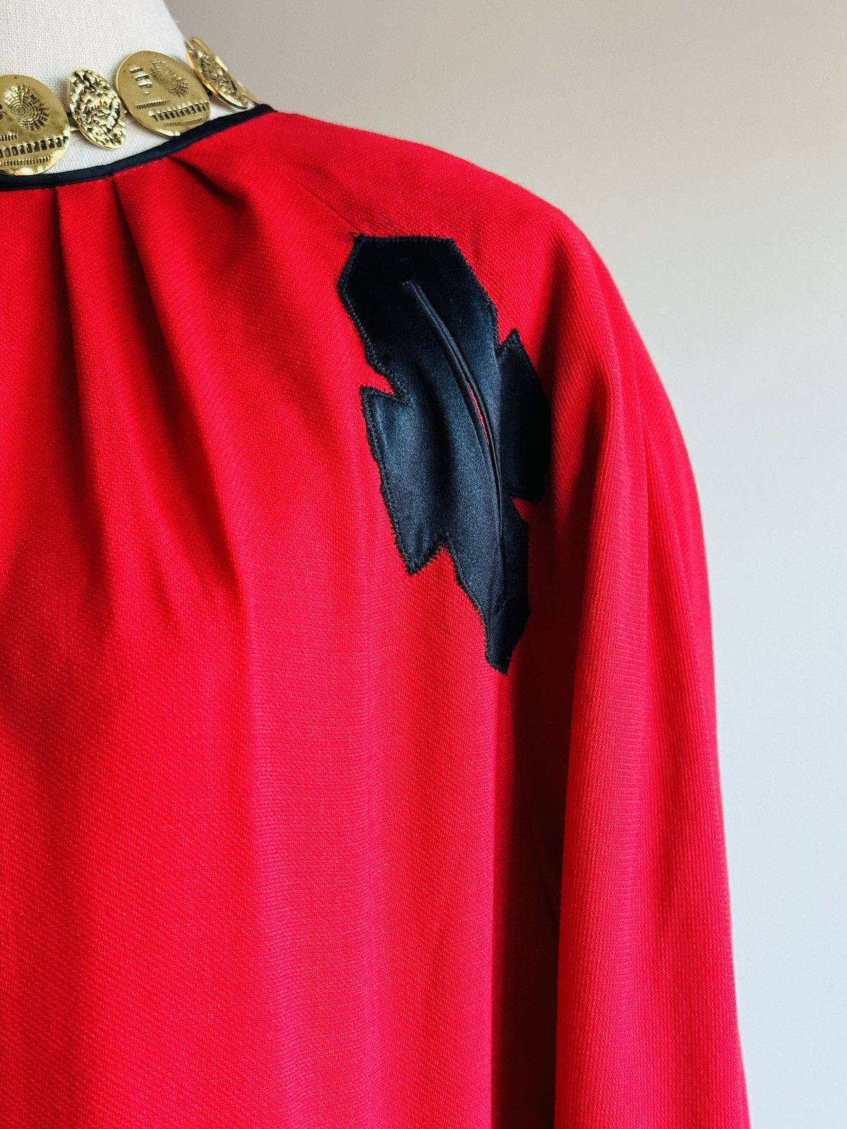 Fendi × Karl Lagerfeld × Vintage VTG Fendi Fendissime Karl Lagerfeld Red crepe batwing dress Size L / US 10 / IT 46 - 4 Thumbnail