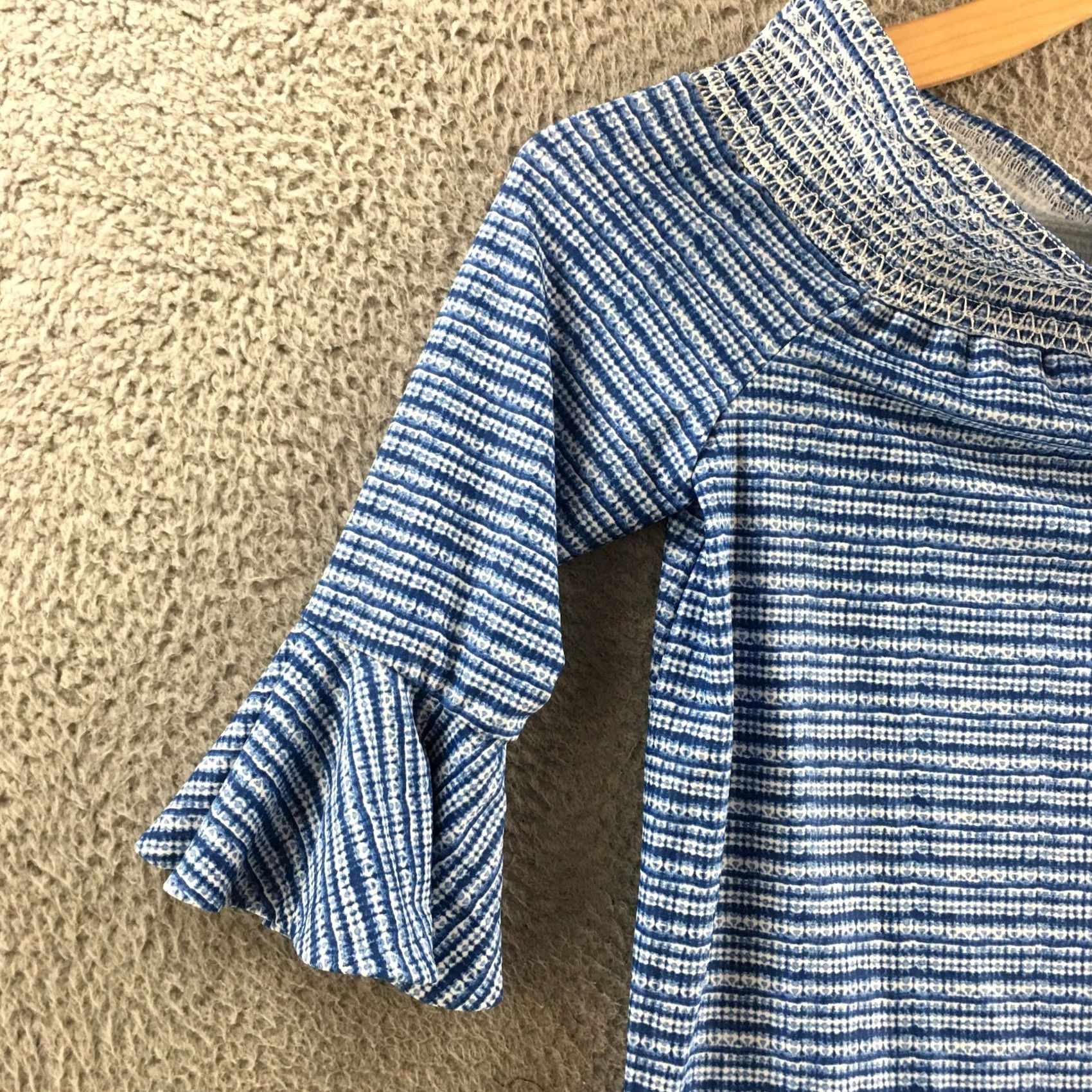 Vintage Cabana Life Top Womens S Blue White Tassel Charleston Coverluxe Smocked NEW Shirt Women S Small Blue White Tassel Charleston Coverluxe Smocked NEW Size S / US 4 / IT 40 - 4 Thumbnail