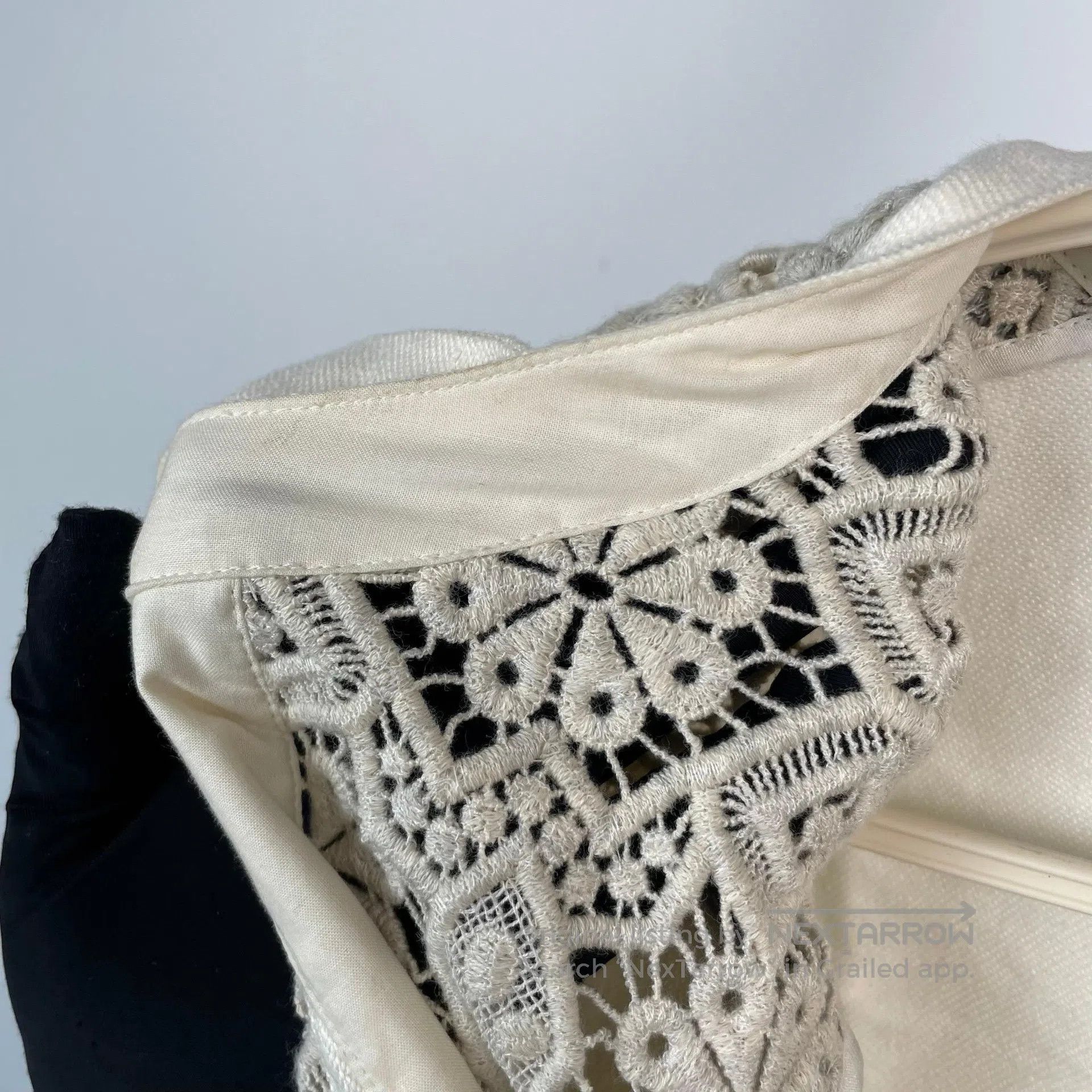 Chloe Chloe Ivory white openwork carved flower dress with gray| Size XXS / US 00 / IT 34 - 4 Thumbnail