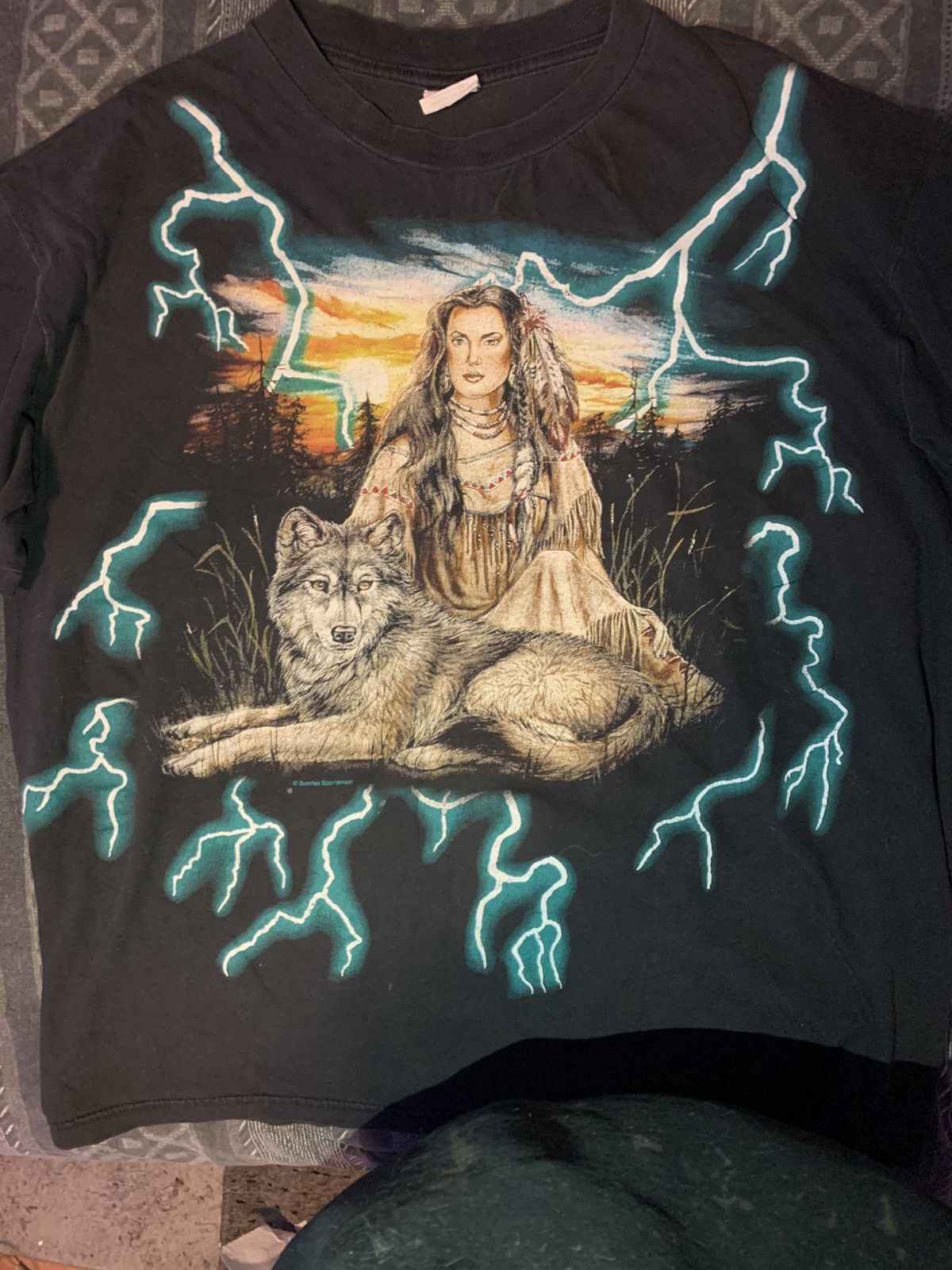 Vintage 90’s American Thunder Lightning Native American indian Shirt Size US XL / EU 56 / 4 - 8 Thumbnail