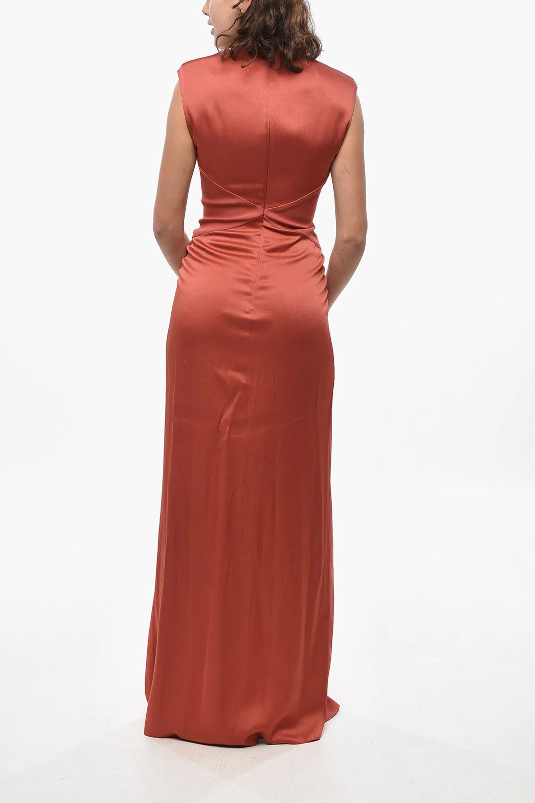 Max Mara og1mm0426 Satin Dress in Red Size XS / US 0-2 / IT 36-38 - 2 Thumbnail