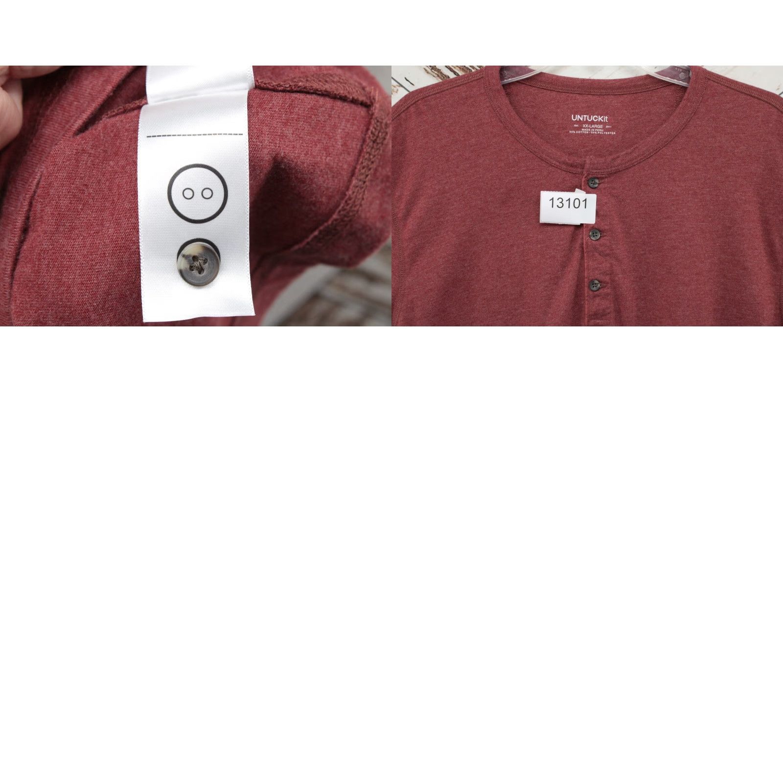 UNTUCKit UNTUCKit Henley Shirt Men's XXL Red Heather Long Sleeve Crew Neck Size US XXL / EU 58 / 5 - 8 Thumbnail