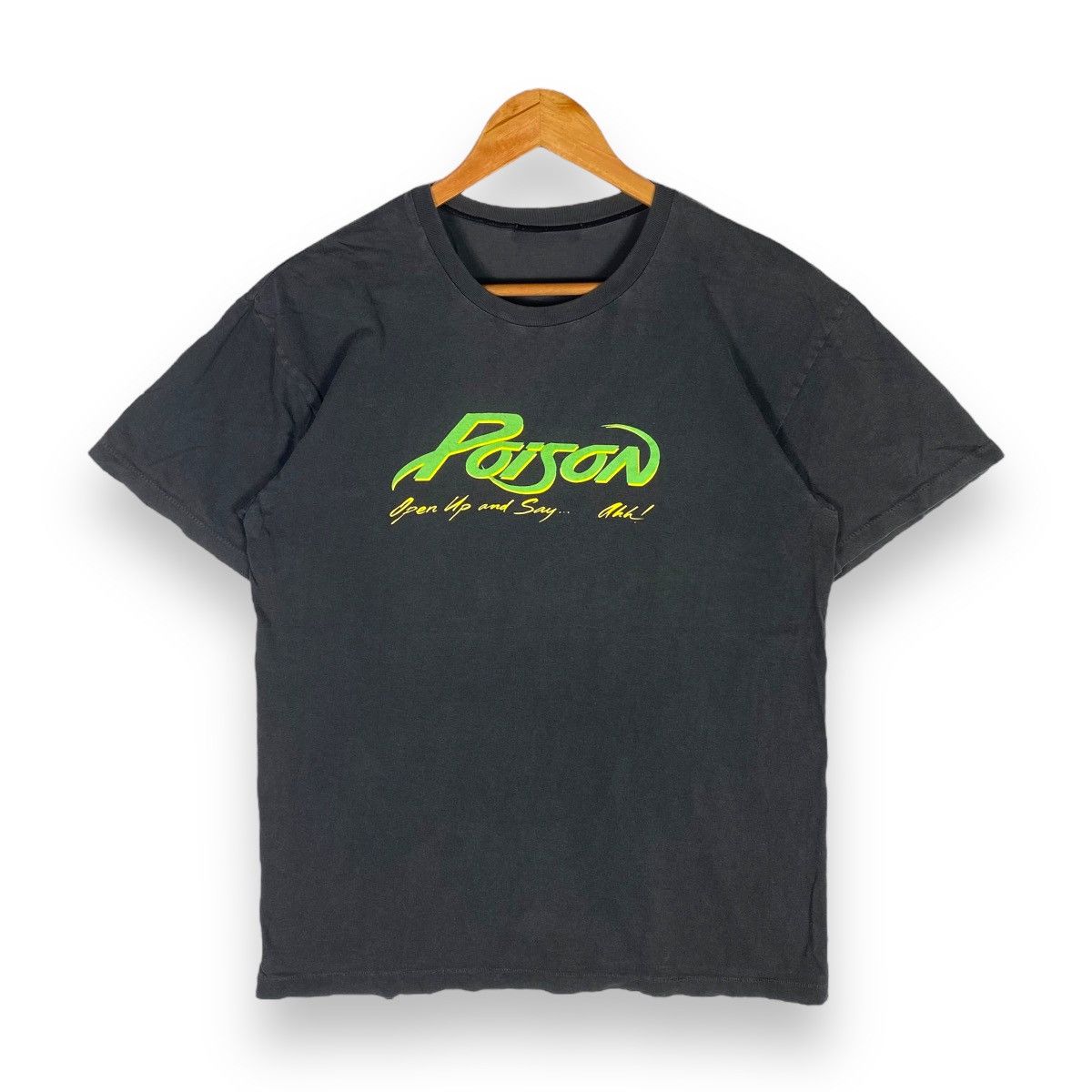 image of Band Tees x Vintage 80's Poison Open Up And Say Ahh Band Japan Promo Tee in Black (Size Medium)