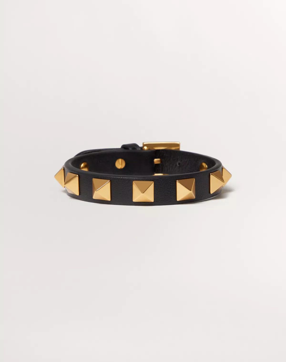 Valentino oc11z0725 Size:OS/ Bracelet in Leather And Metal in Black Size ONE SIZE - 1 Thumbnail