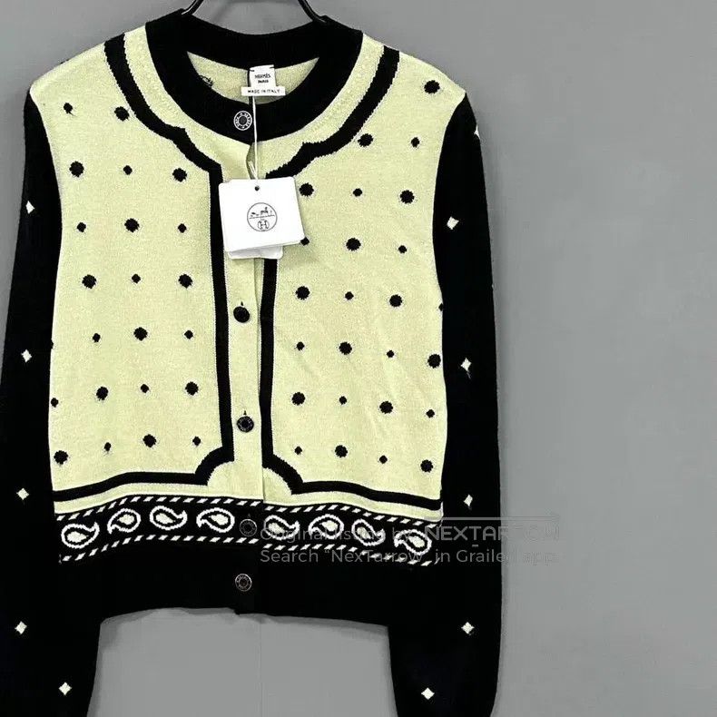 Hermes Hermes Color-block polka dot cashmere cardigan Size XS / US 0-2 / IT 36-38 - 2 Thumbnail