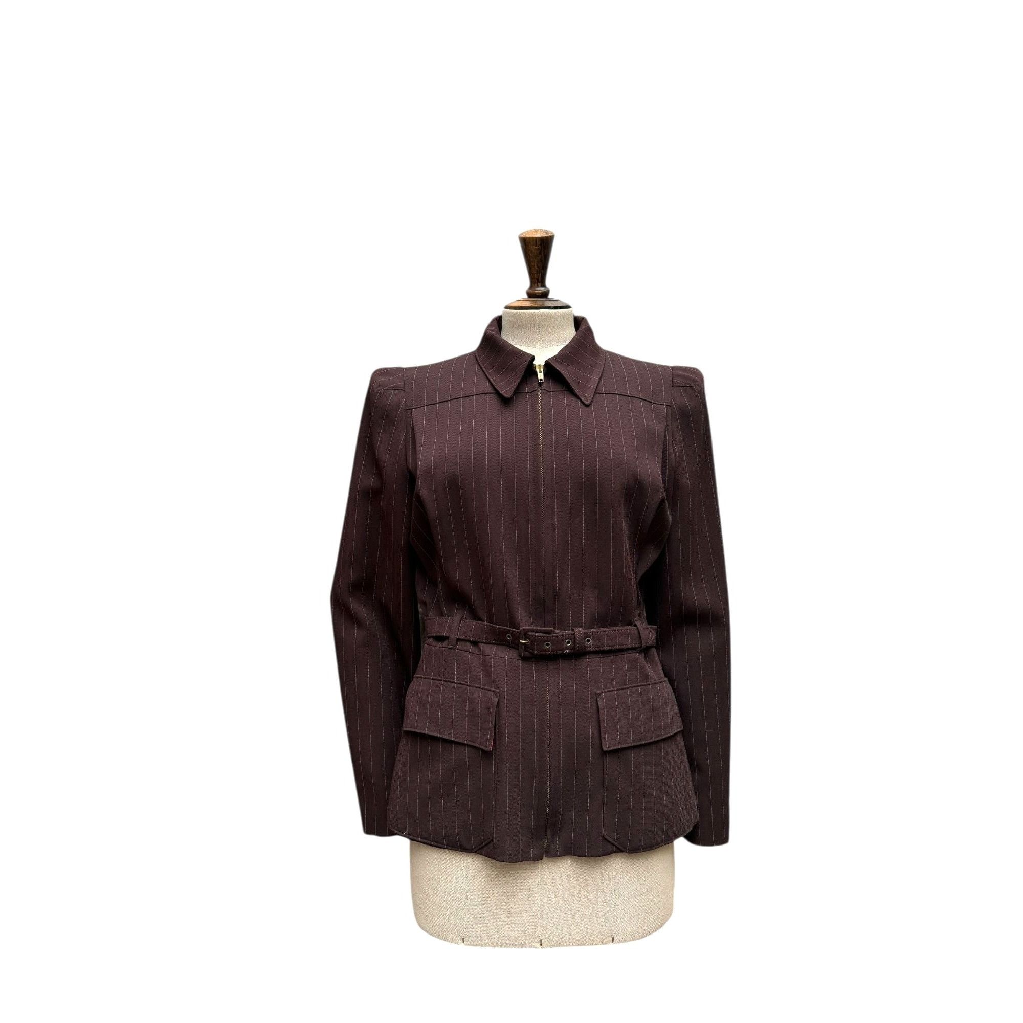 Jean Paul Gaultier SS 1995 Brown Pinstripe Suit Size XS / US 0-2 / IT 36-38 - 3 Thumbnail