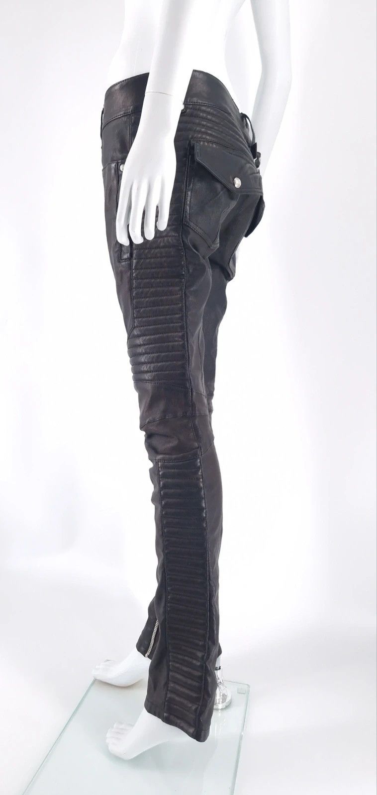 Balmain Balmain Leather Biker Pants Size 27" / US 4 / IT 40 - 3 Thumbnail