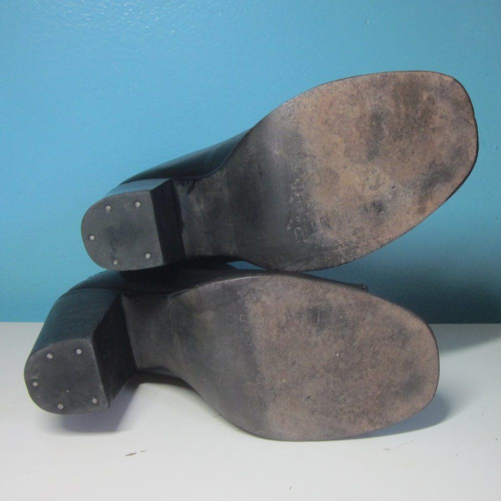 Bed Stu Bed Stu Bench Made Womens Size 8 Peep Toe Black Leather Boots 38.5 EU 3.5" Heel Size US 8 / IT 38 - 12 Thumbnail