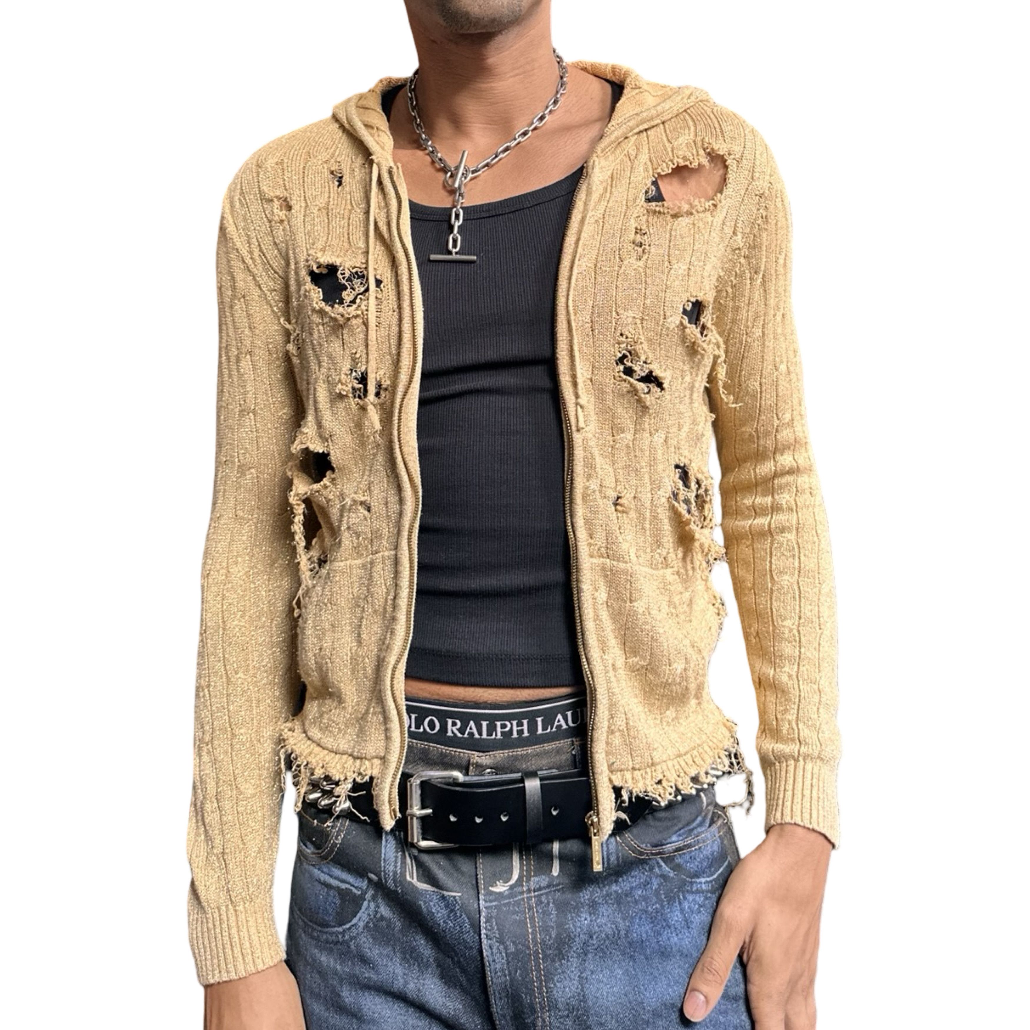 Ralph Lauren ASTROBOI x RL Gold Cable Knit Zip Up Sweater - Large Size L / US 10 / IT 46 - 1 Thumbnail