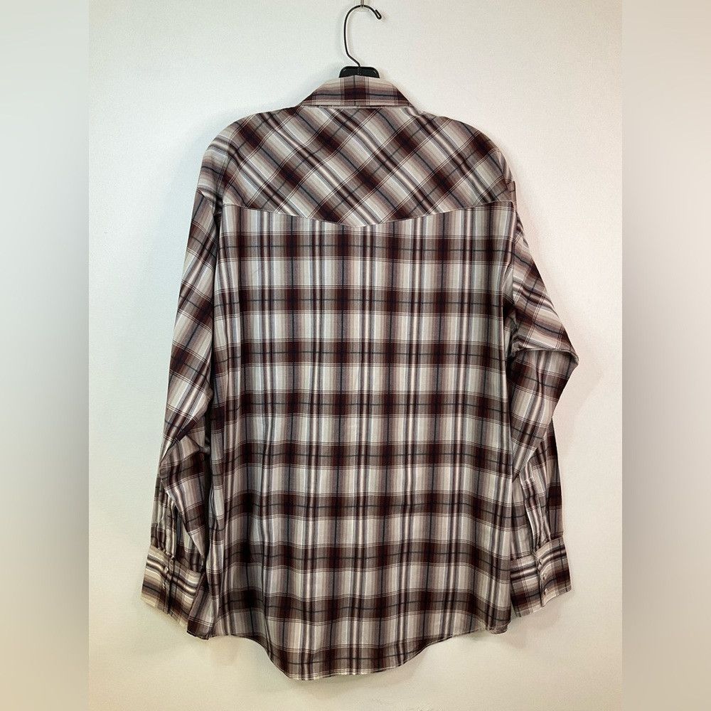 Other ELY Cattleman Western Yoke Pearl Snap Brown Plaid Shirt Size US XL / EU 56 / 4 - 4 Thumbnail