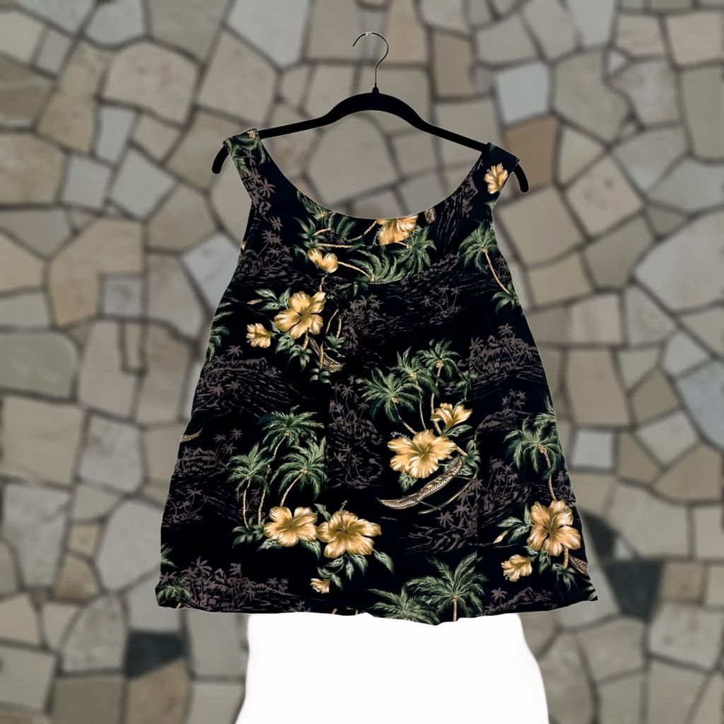 ALOHAS VINTAGE Aloha Hut Hawaiian Floral Sleeveless Tank Top L Women Black Hawaiin Floral Rayon 90s 00s Womens L Size L / US 10 / IT 46 - 1 Thumbnail