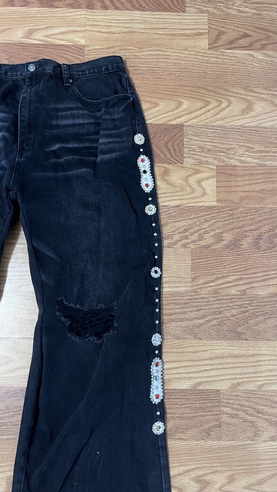 Japanese Brand Japanese Flare Denim with Rhinestones Size US 36 / EU 52 - 2 Thumbnail