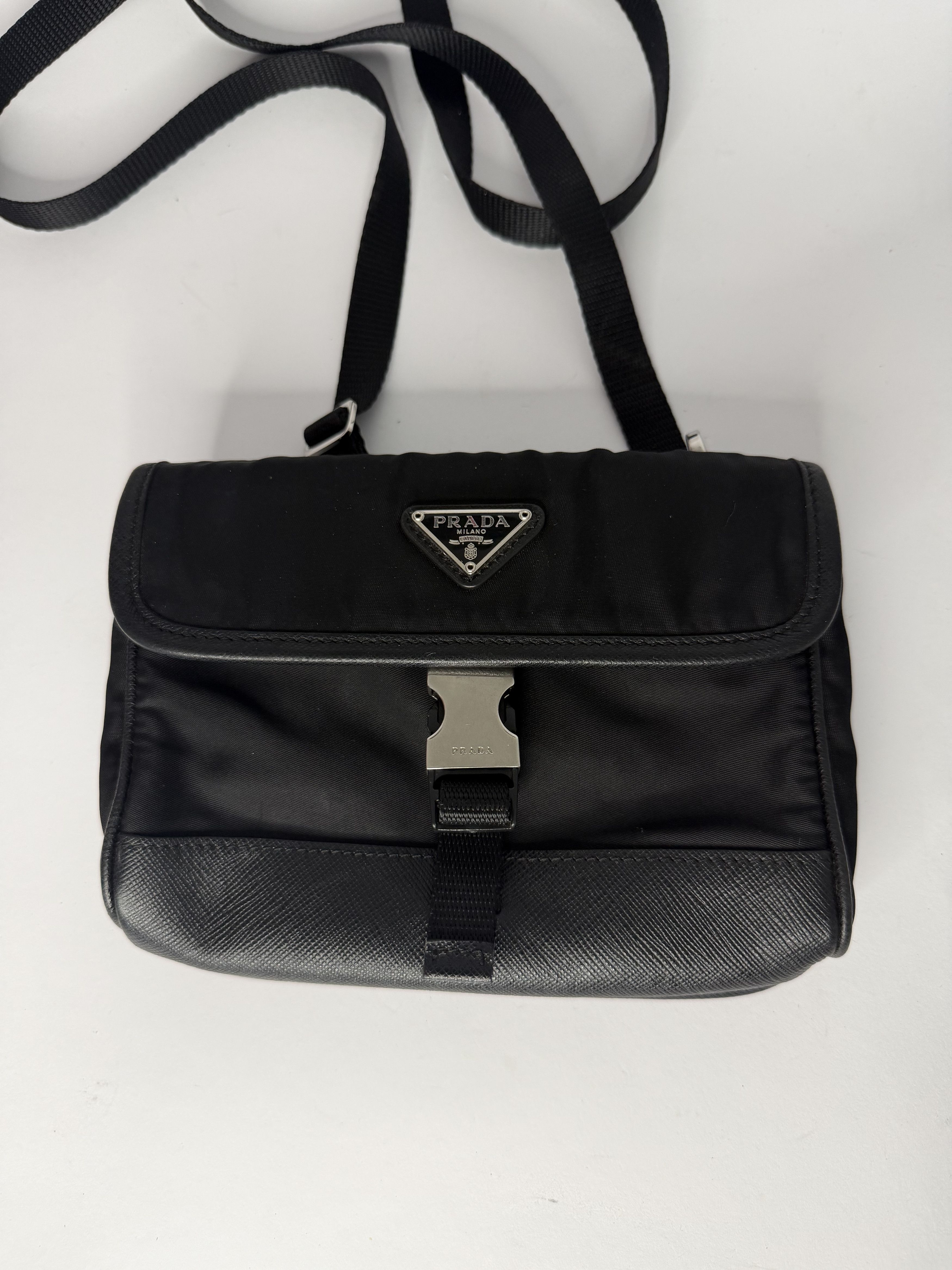 Prada Prada Black Re-Nylon and Leather Flap Crossbody Bag Size ONE SIZE - 3 Thumbnail