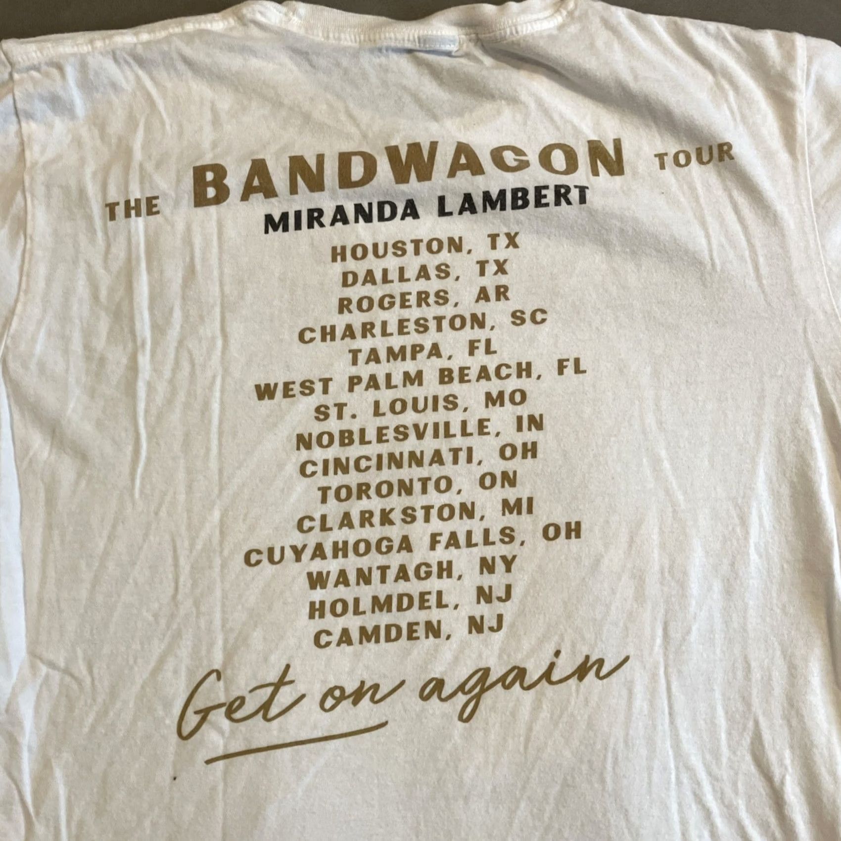 Vintage MIRANDA LAMBERT T-Shirt Bandwagon Tour Concert GET ON AGAIN Medium Unisex Adults White M Size US M / EU 48-50 / 2 - 4 Thumbnail