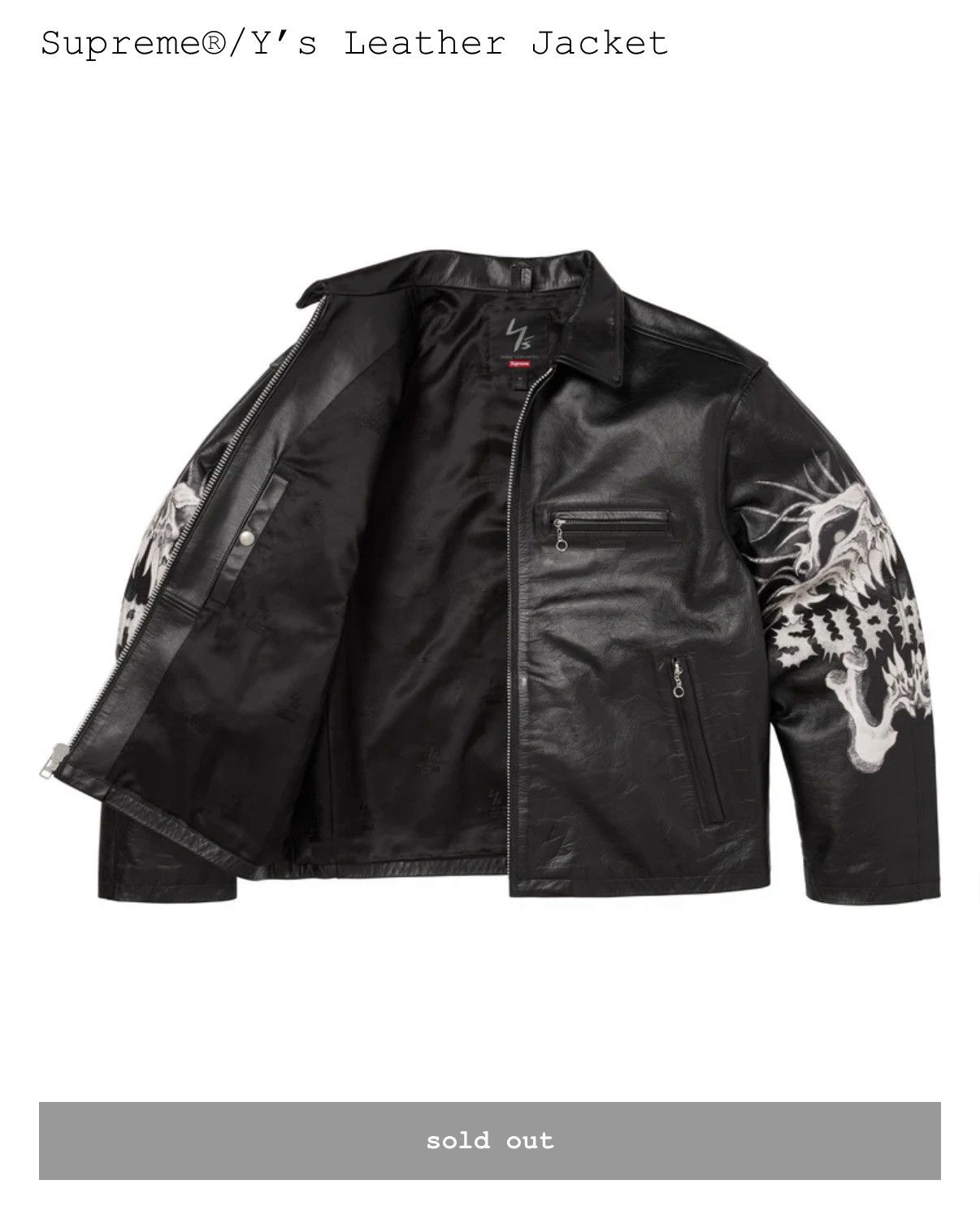 Supreme × Yohji Yamamoto Supreme/Y’s Leather Jacket Size US M / EU 48-50 / 2 - 5 Thumbnail