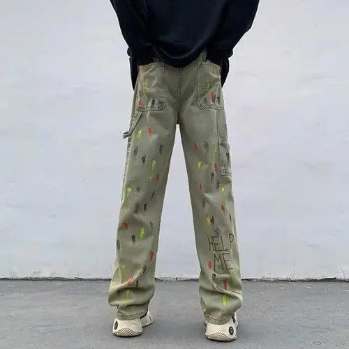 VIBE Retro Embroidered Splash Ink Tie Dyed Jeans Size US 32 / EU 48 - 2 Thumbnail