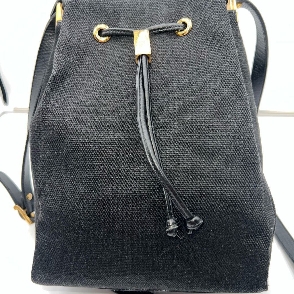 Other Prima by Phillippe Vintage Black Canvas and Leather Pull String Bucket Bag Size ONE SIZE - 2 Thumbnail
