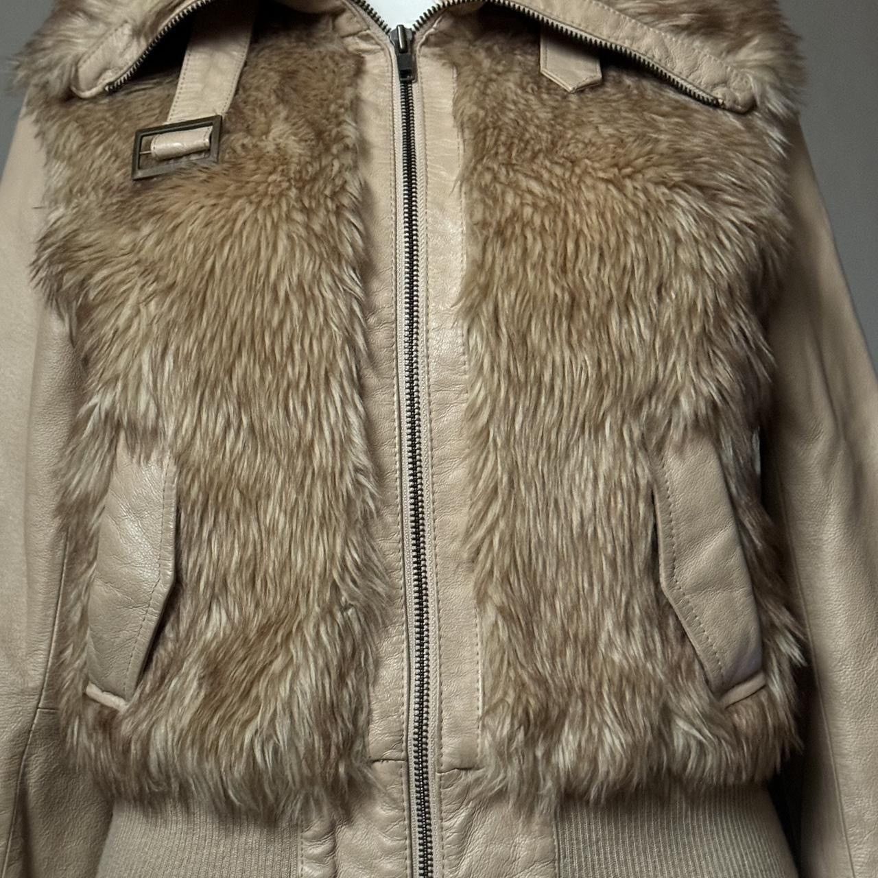 Vintage Genuine leather jacket with fur details and cinched inserts Size S / US 4 / IT 40 - 6 Thumbnail