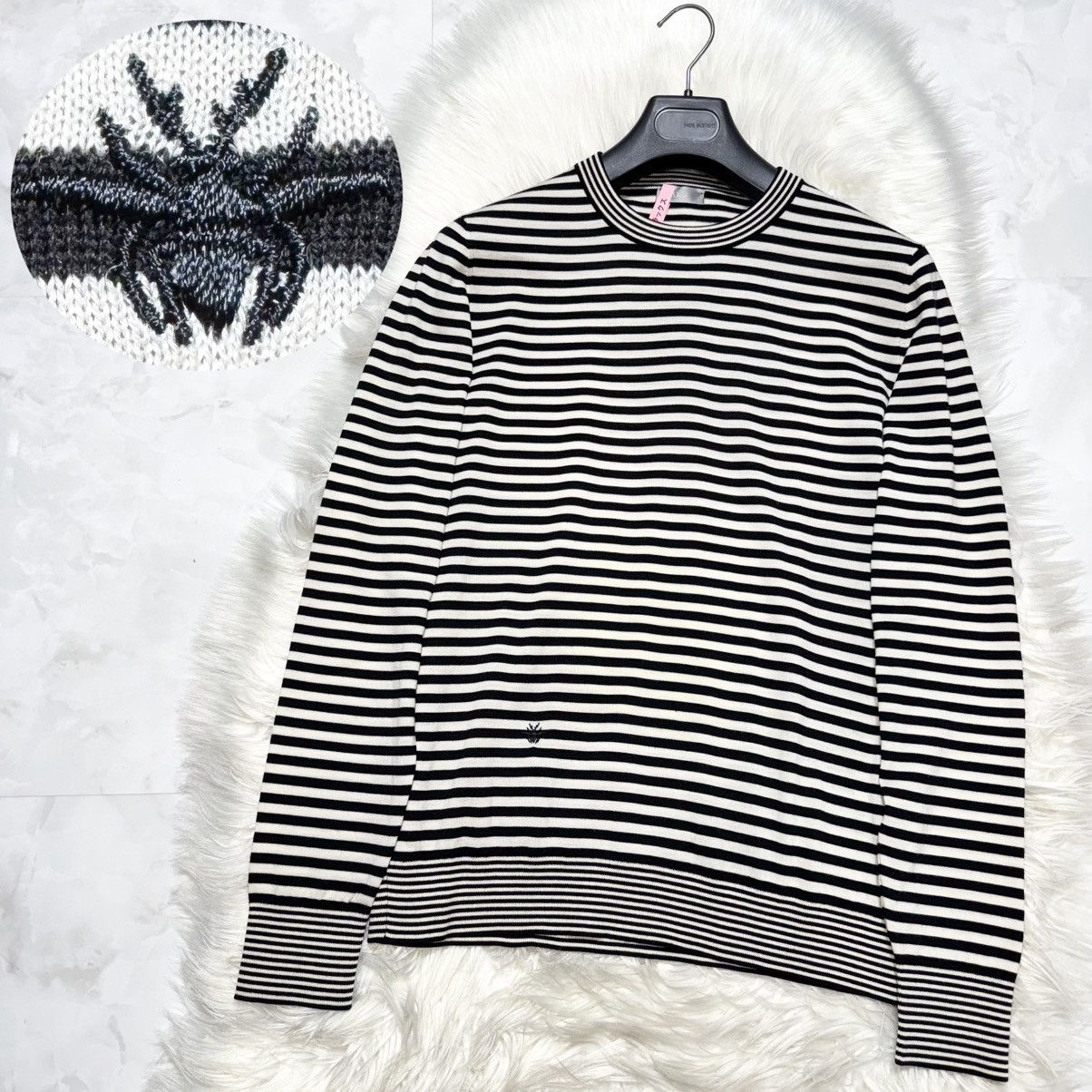 Dior Homme Bee embroidery striped knit sweater