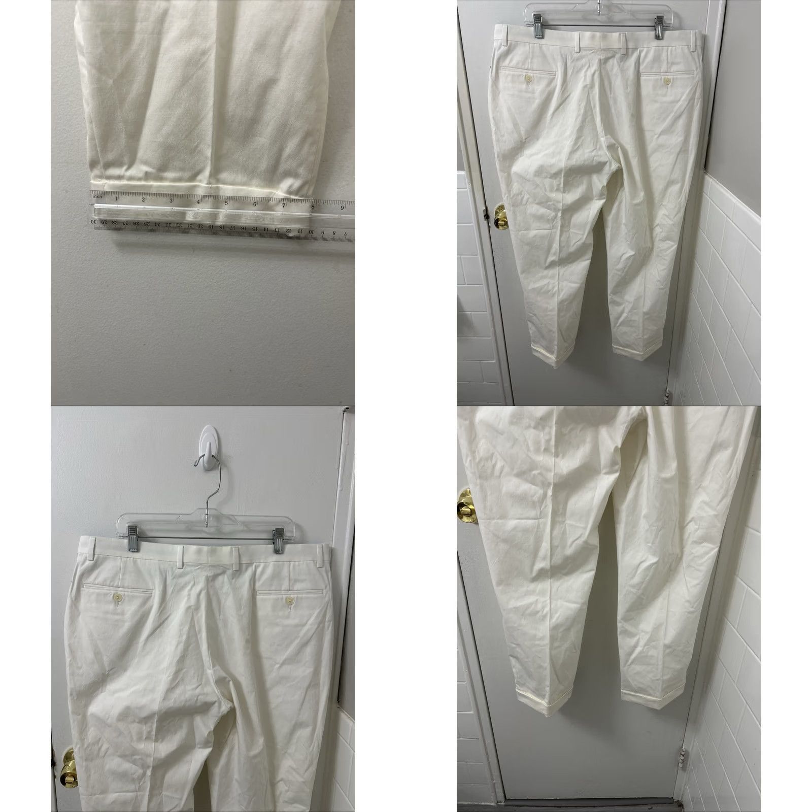 Tommy Hilfiger Tommy Hilfiger Dress Mens 40 White Pants 40x27 YKK Cuffed Cotton Stretch NWT Size US 40 / EU 56 - 8 Thumbnail