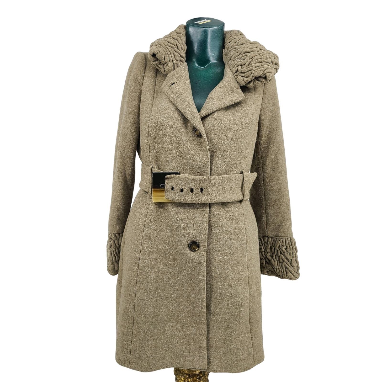 image of Zara Tan Beige Long Pea Coat Jacket Single Breasted M 2614, Women's (Size Medium)