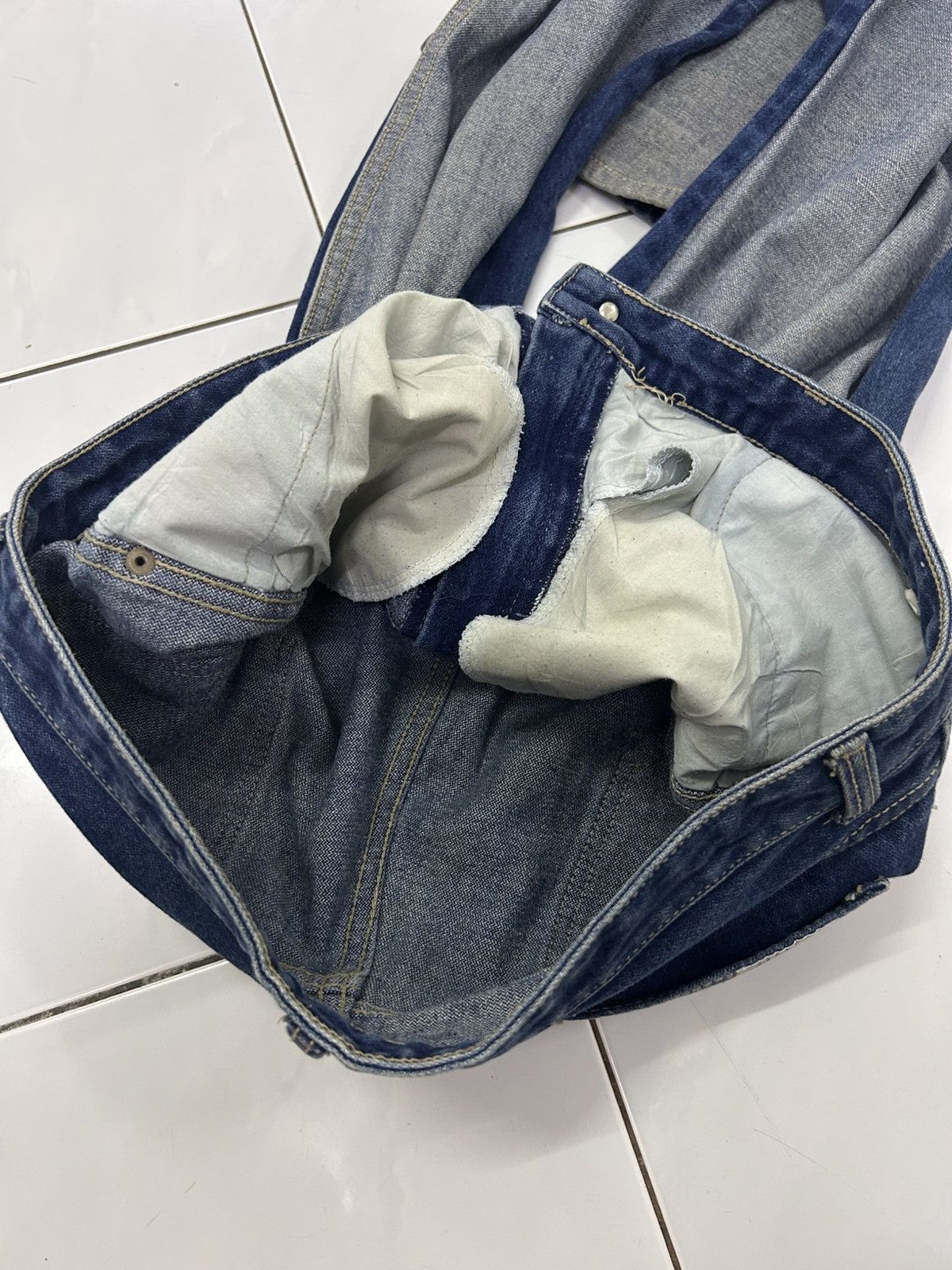 Japanese Brand × Vintage Vintage Chardon Paris Two-Tone High Waisted Flare Jeans Size US 38 / EU 54 - 11 Thumbnail