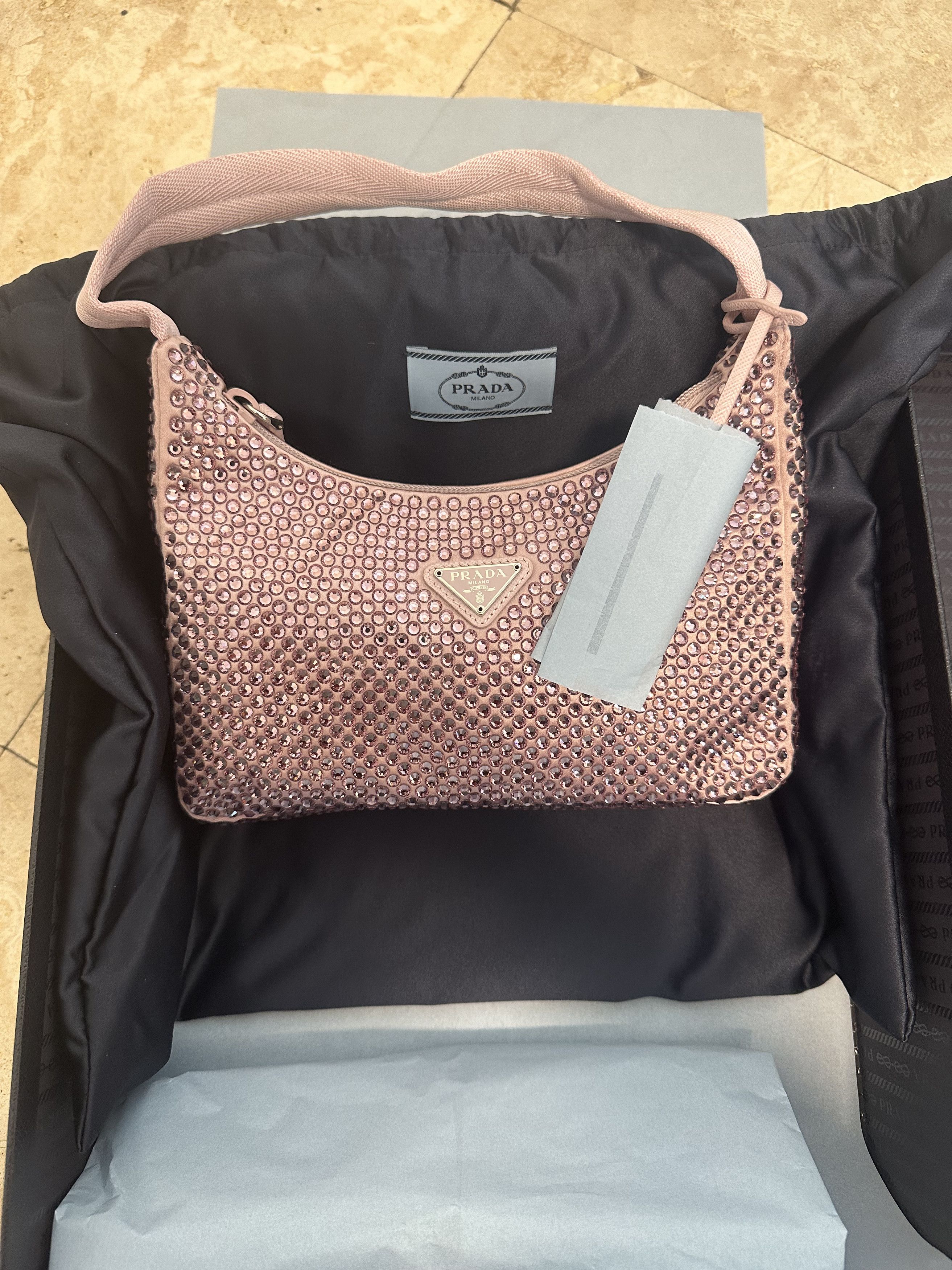 Prada Re-Edition Satin mini-bag with crystals