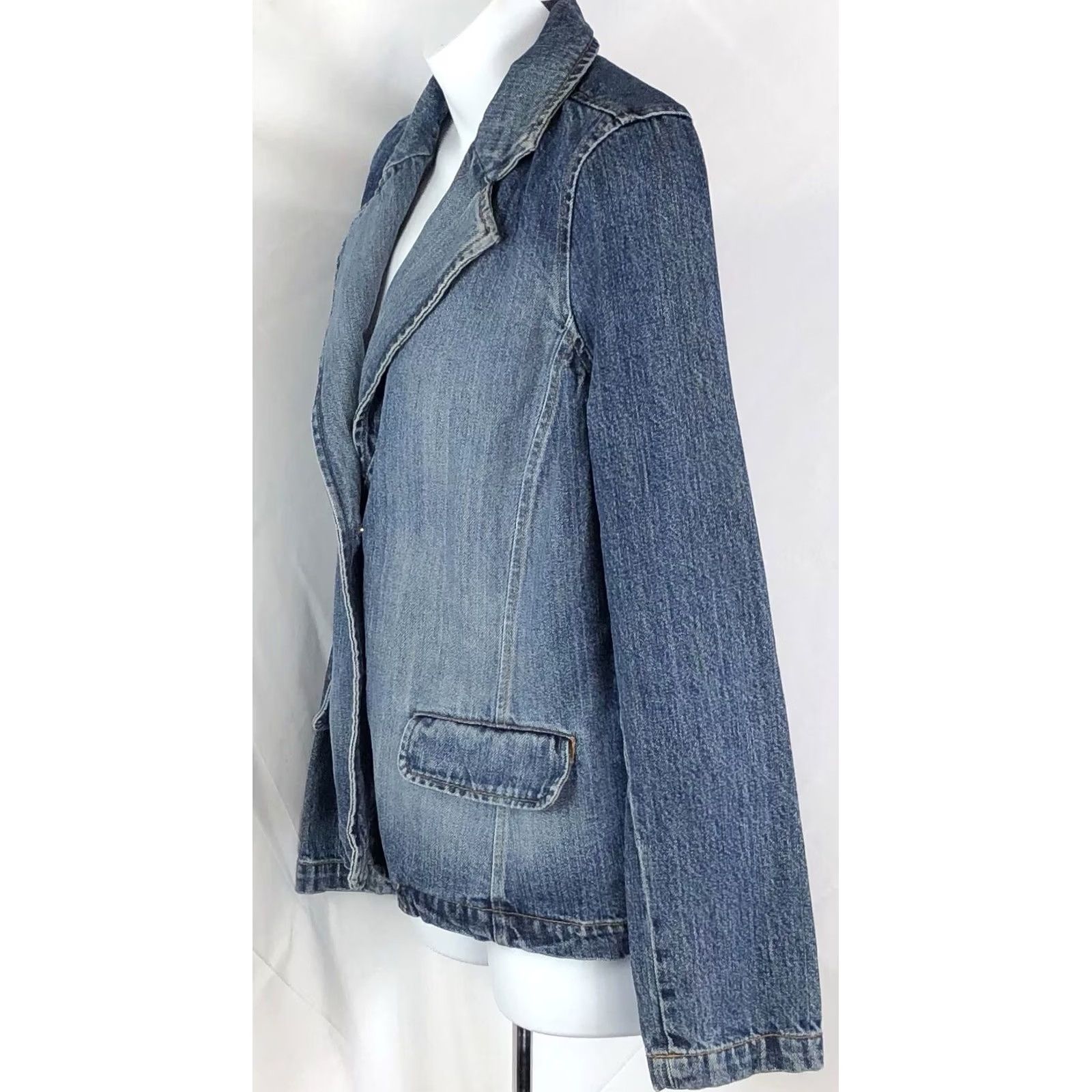 Old Navy VINTAGE Old Navy Jacket Denim Blue Jean Button Pockets Y2K Grunge Hippie Womens S Size 28" / US 6 / IT 42 - 2 Thumbnail