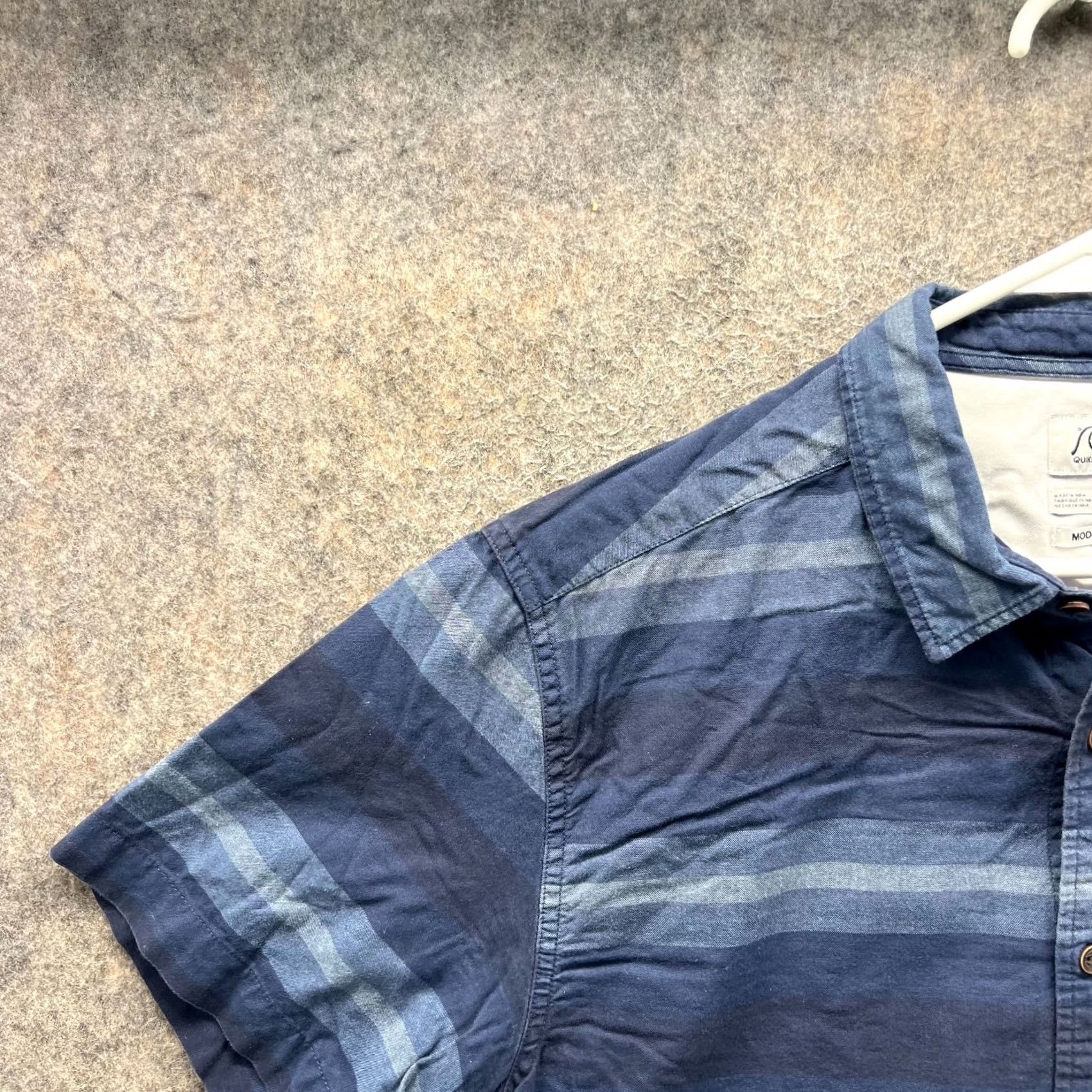 Quiksilver VINTAGE Quiksilver Shirt Mens L Blue Button-Down Striped Short Sleeve Size US L / EU 52-54 / 3 - 7 Thumbnail