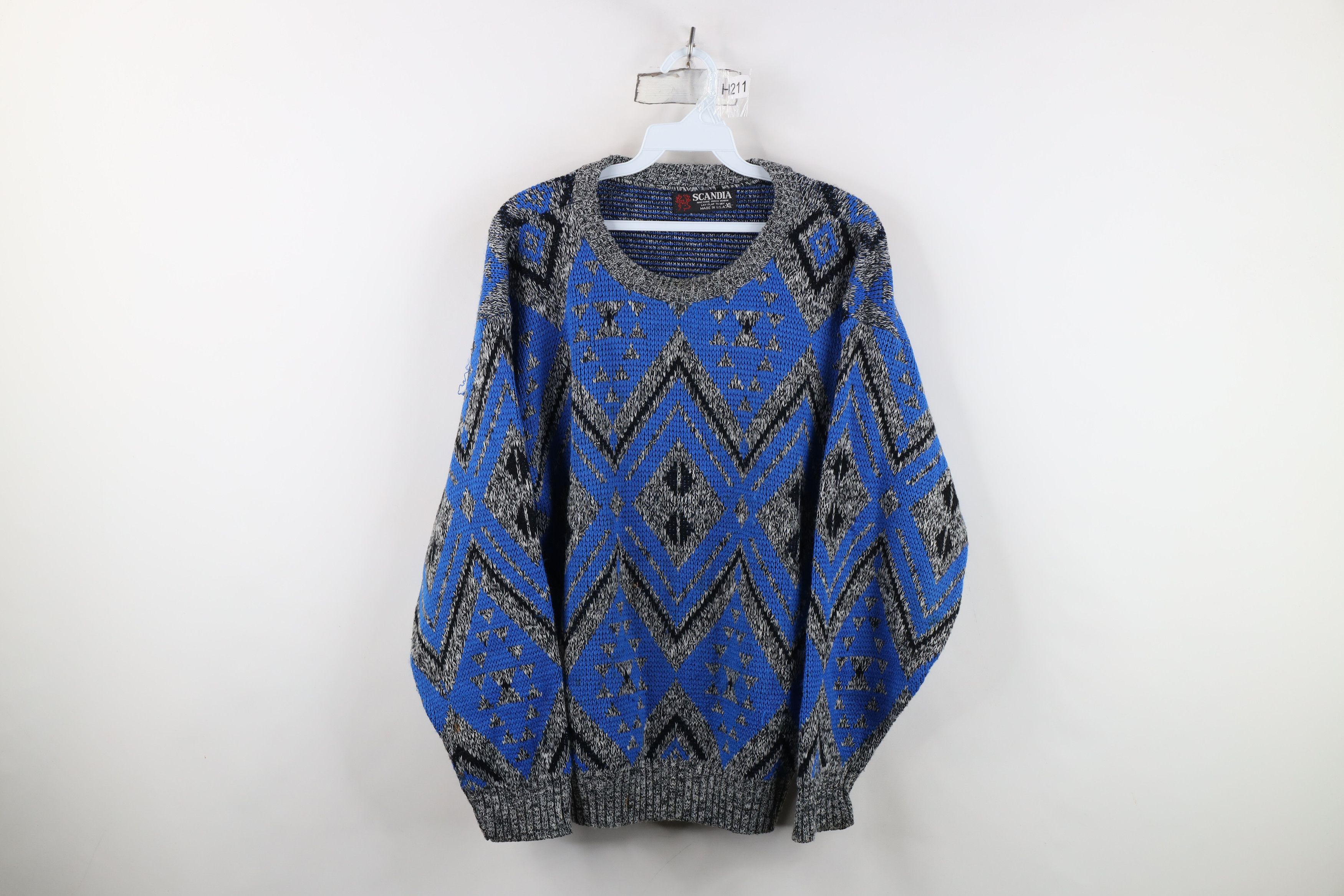 Vintage Vintage 90s Streetwear Fair Isle Diamond Knit Sweater USA Size XL / US 12-14 / IT 48-50 - 1 Thumbnail
