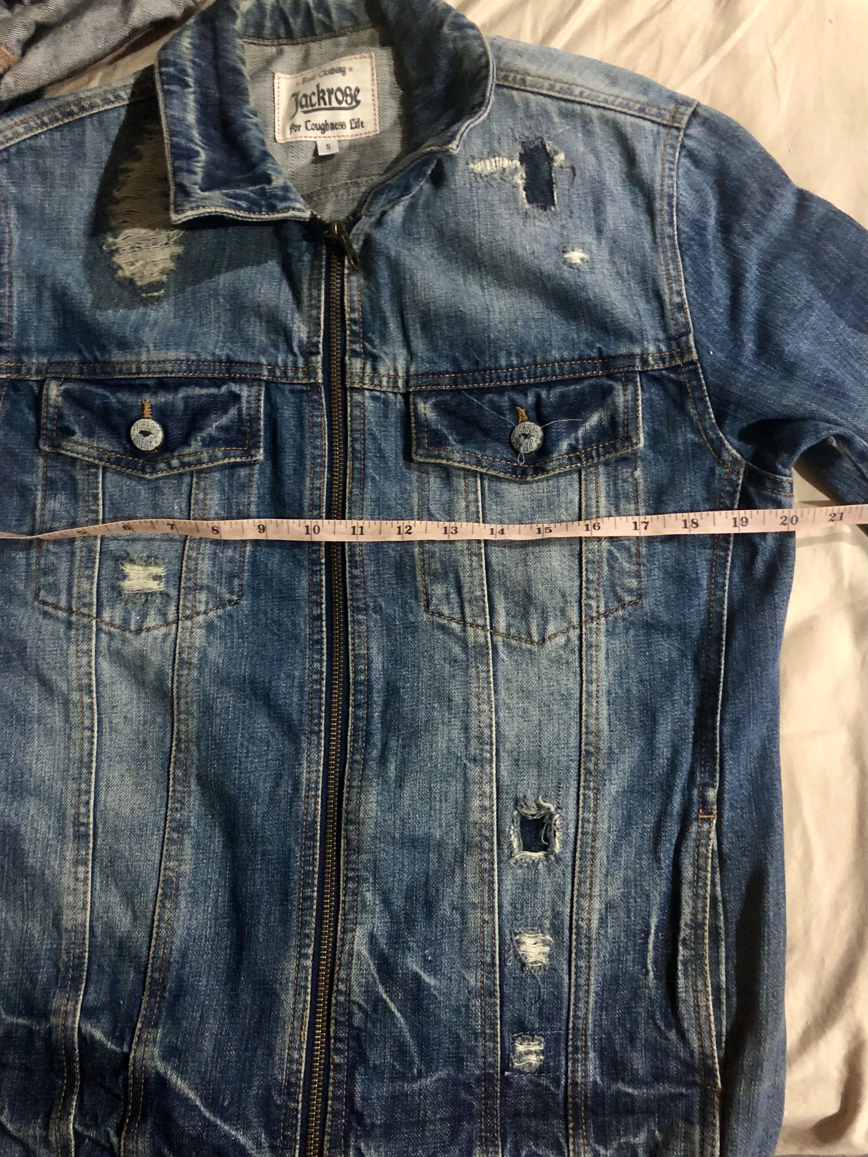 JACKROSE Jackrose Distressed Patchwork Denim Zipper Jacket Size US M / EU 48-50 / 2 - 15 Thumbnail