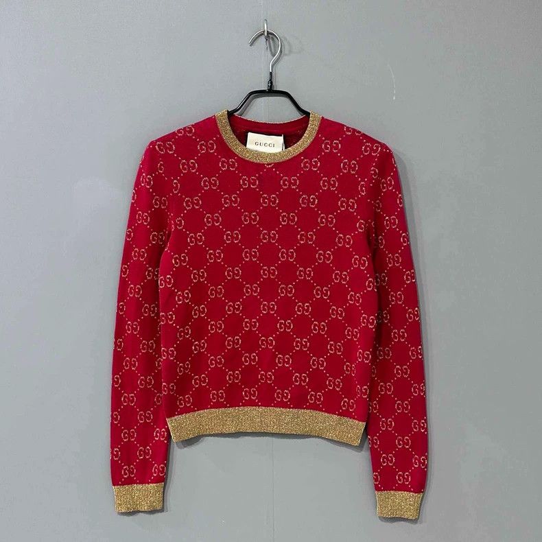 Gucci Gucci Gold thread full-print knitted long sleeves Size XS / US 0-2 / IT 36-38 - 1 Thumbnail