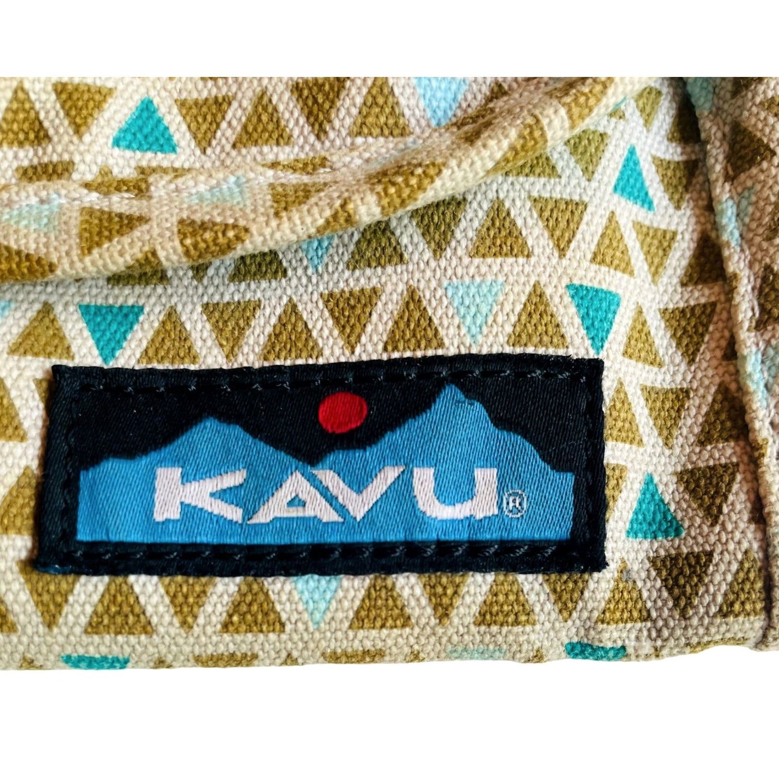 KAVU VINTAGE KAVU Wallet Big Spender Tri Fold Brown Blue Triangle Shapes Design Women’s Size ONE SIZE - 4 Thumbnail