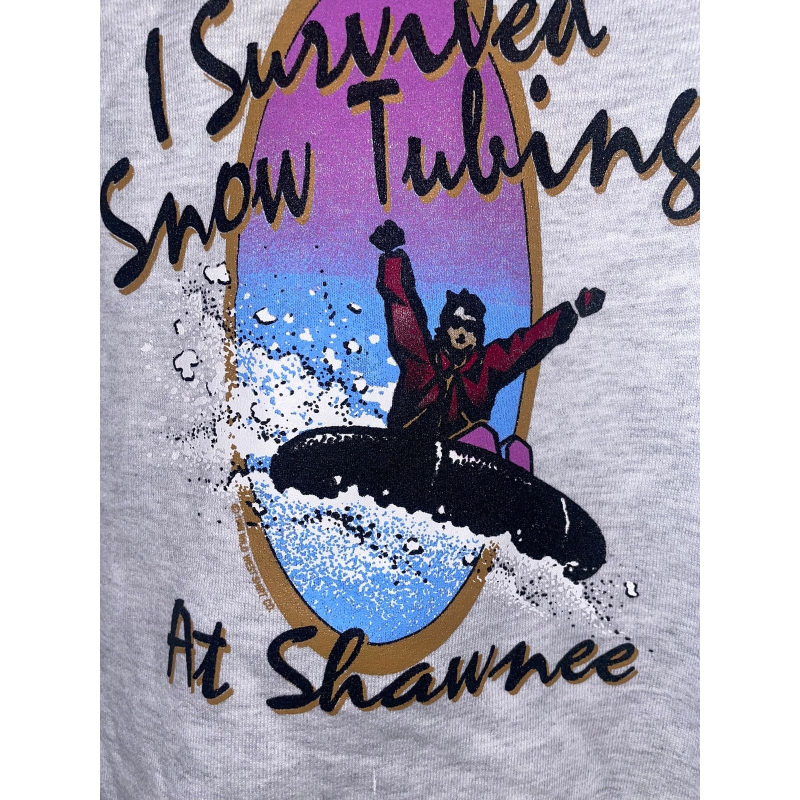 Jerzees Vintage Shawnee Mountain Sweatshirt Snow Tubing Stained 90s Size US M / EU 48-50 / 2 - 8 Thumbnail
