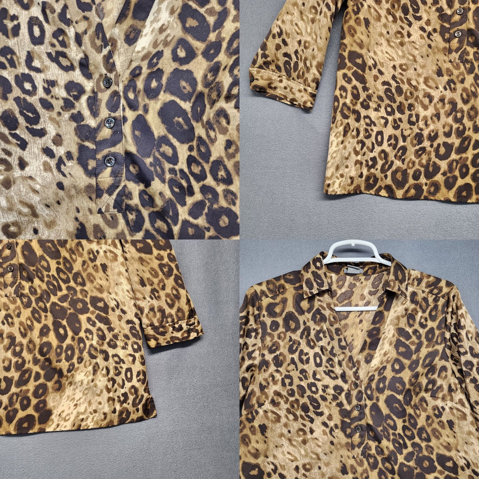 Ann Taylor Ann Taylor Shirt Womens Large Petite Leopard Animal Print Button Up Blouse Size L / US 10 / IT 46 - 8 Thumbnail