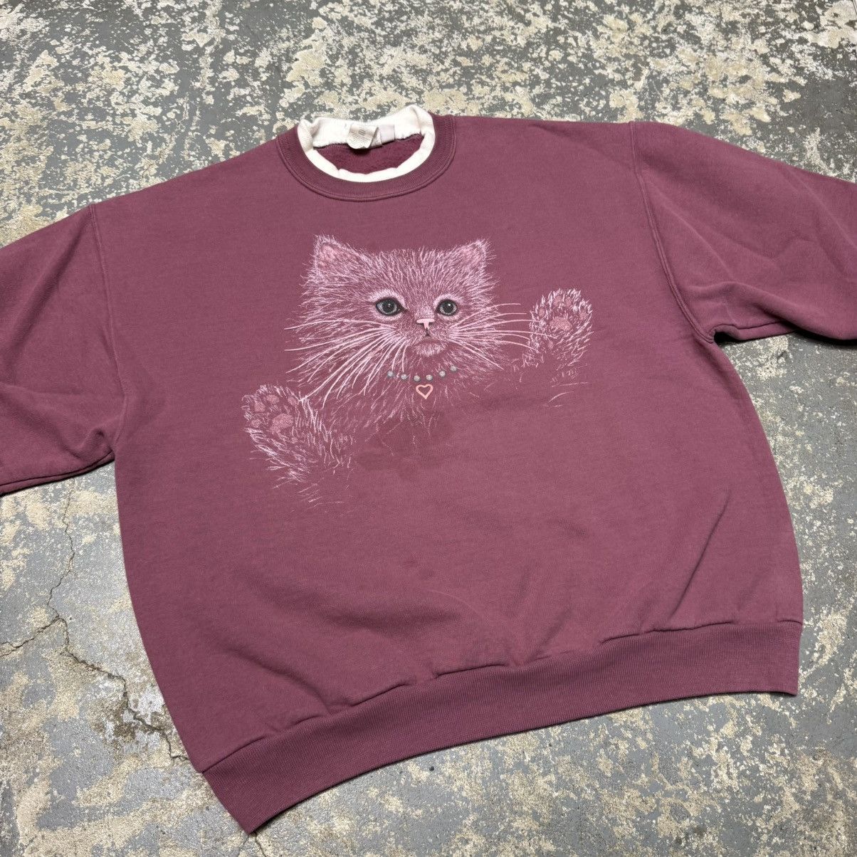 Vintage Vintage Cat Pink Cute Nature Crewneck Sweatshirt 90s Size US L / EU 52-54 / 3 - 3 Thumbnail