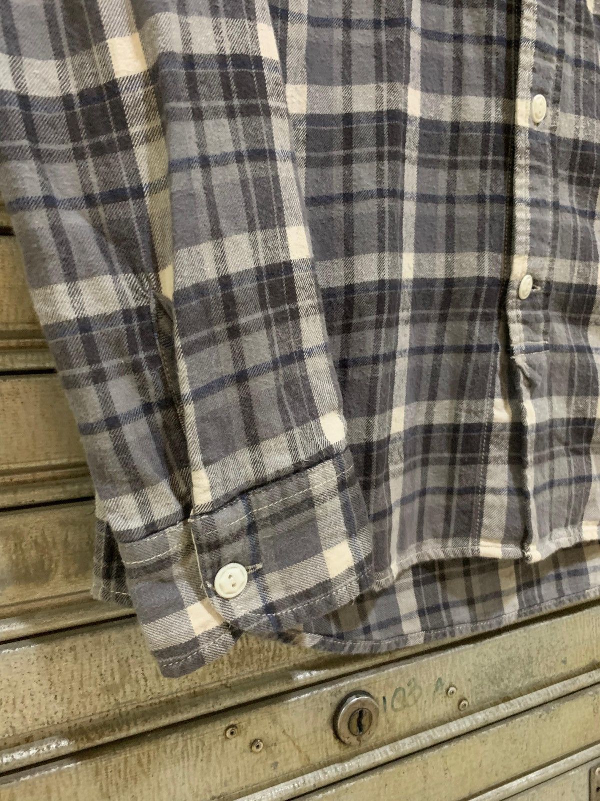 the flat head embroidery chainstitch button up flannel shirt