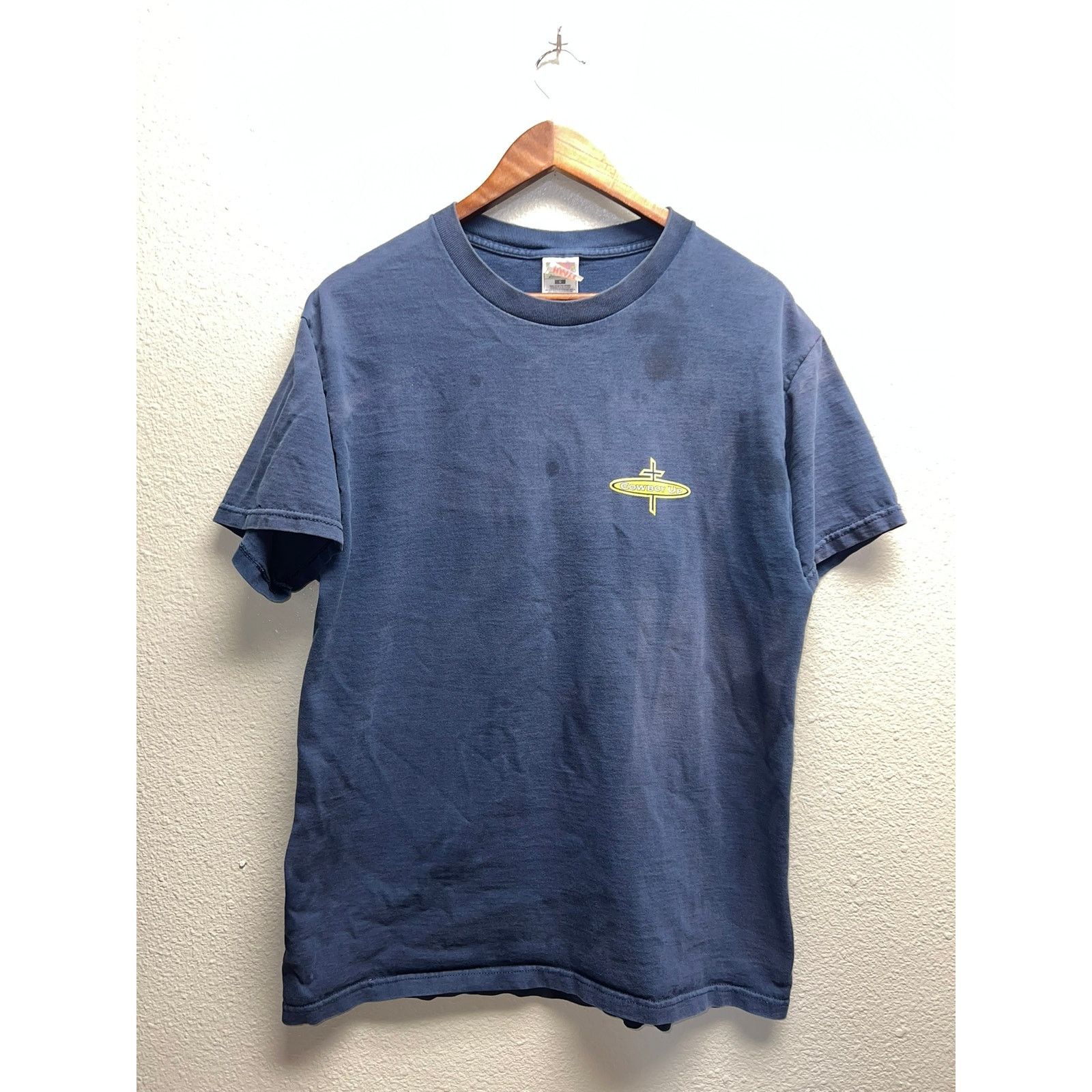 Fruit Of The Loom Vintage Cowboy Up Shirt Fauth Bull Riding 4:13 Stained Tee L Size US L / EU 52-54 / 3 - 2 Thumbnail