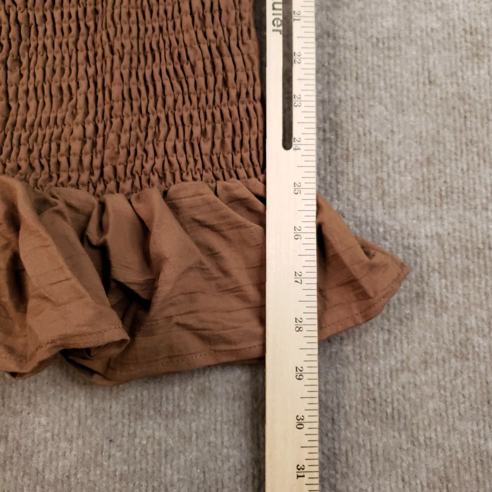 Anthropologie VINTAGE Anthropologie Women’s Dress XS Short Ruffle Off-Shoulder Bodycon Brown Cotton Nylon Size XS / US 0-2 / IT 36-38 - 4 Thumbnail