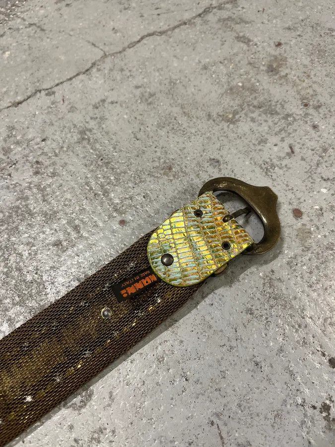 Vintage 2000s Nanni Metal Green Python Effect Embellished Belt Size ONE SIZE - 7 Thumbnail