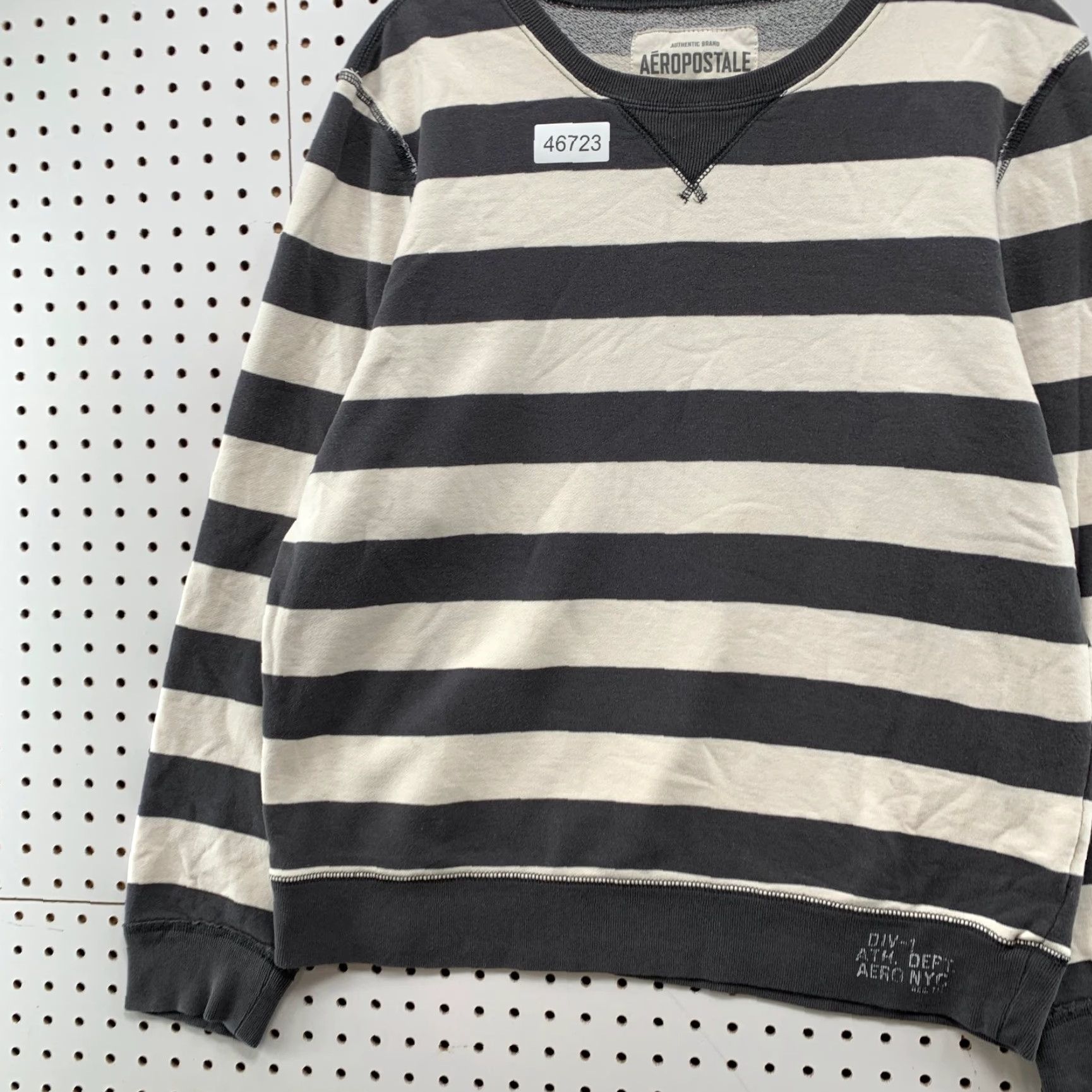 Aeropostale VINTAGE Aeropostale Sweater Mens 2XL Gray White Military Striped Long Sleeve Size US XXL / EU 58 / 5 - 6 Thumbnail