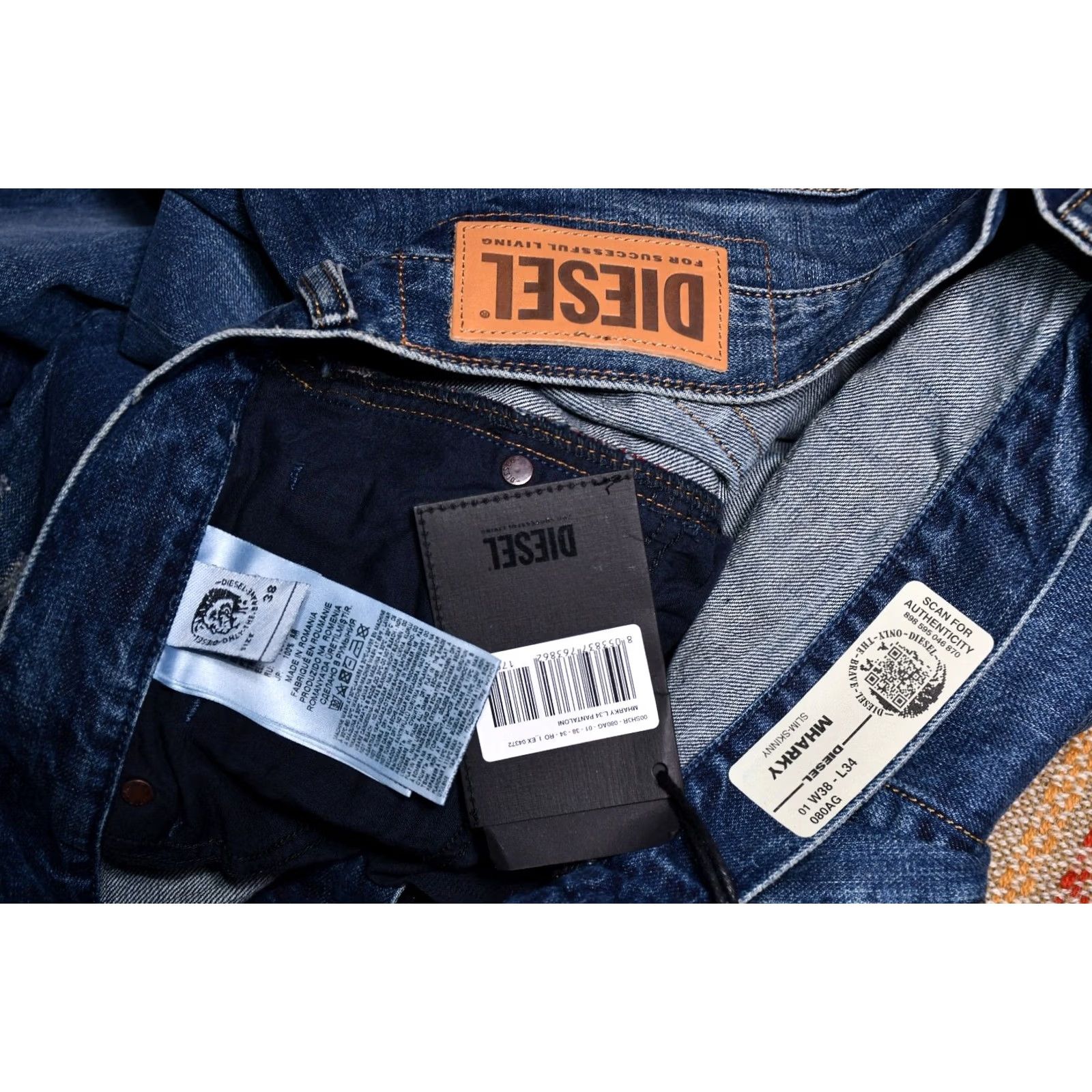 Diesel Diesel Mharky 080AG Slim Skinny Jeans 38 W Blue L32 Men Denim Slim Jeans" Size US 38 / EU 54 - 4 Thumbnail