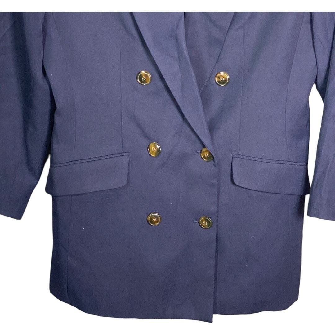 Ann Taylor Ann Taylor Womens Blazer Coat Double Breast Linen Long Sleev Size L / US 10 / IT 46 - 4 Thumbnail