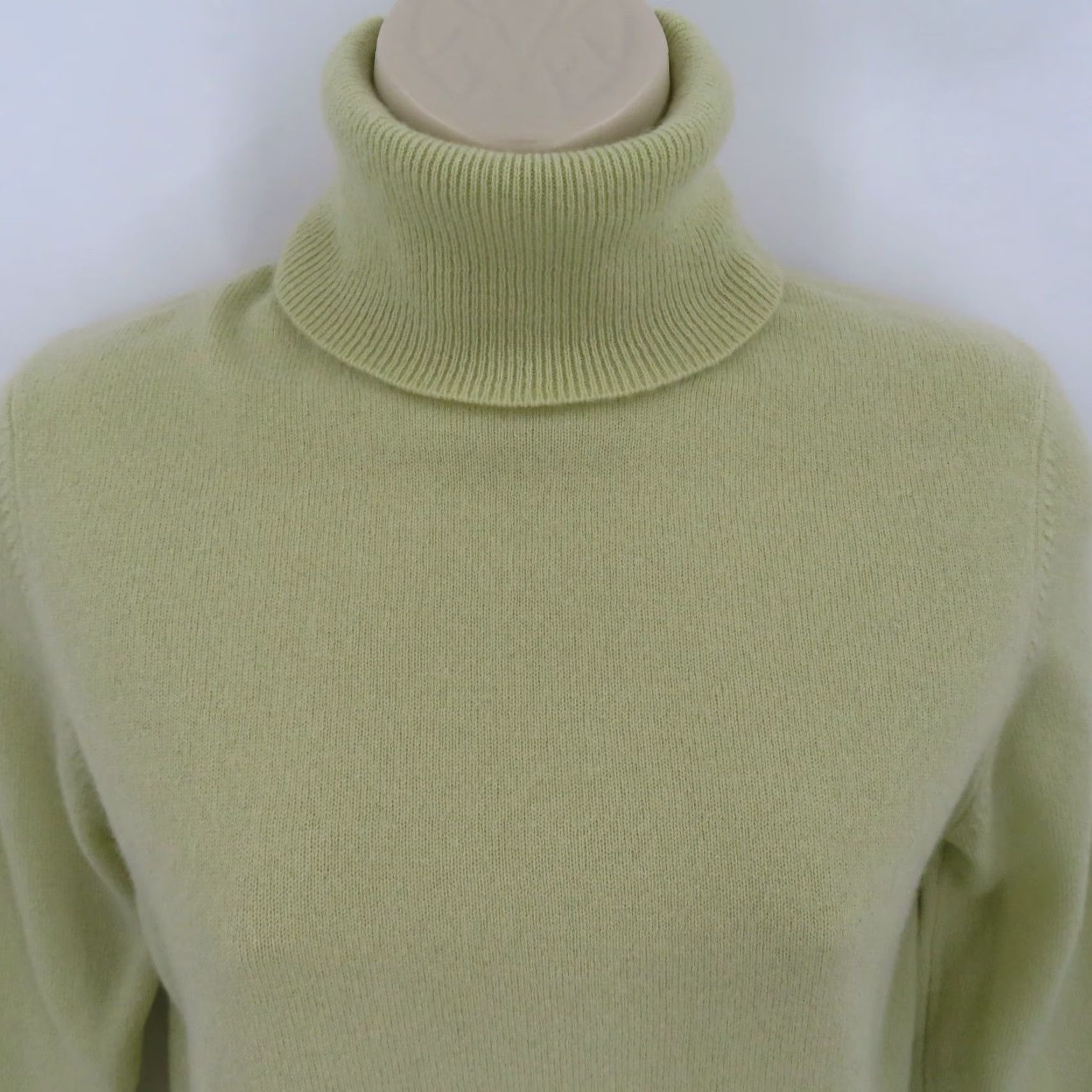 Ann Taylor Ann Taylor Womens Small Cashmere Light Green Yellow Turtleneck Knit Sweater Top Size S / US 4 / IT 40 - 2 Thumbnail
