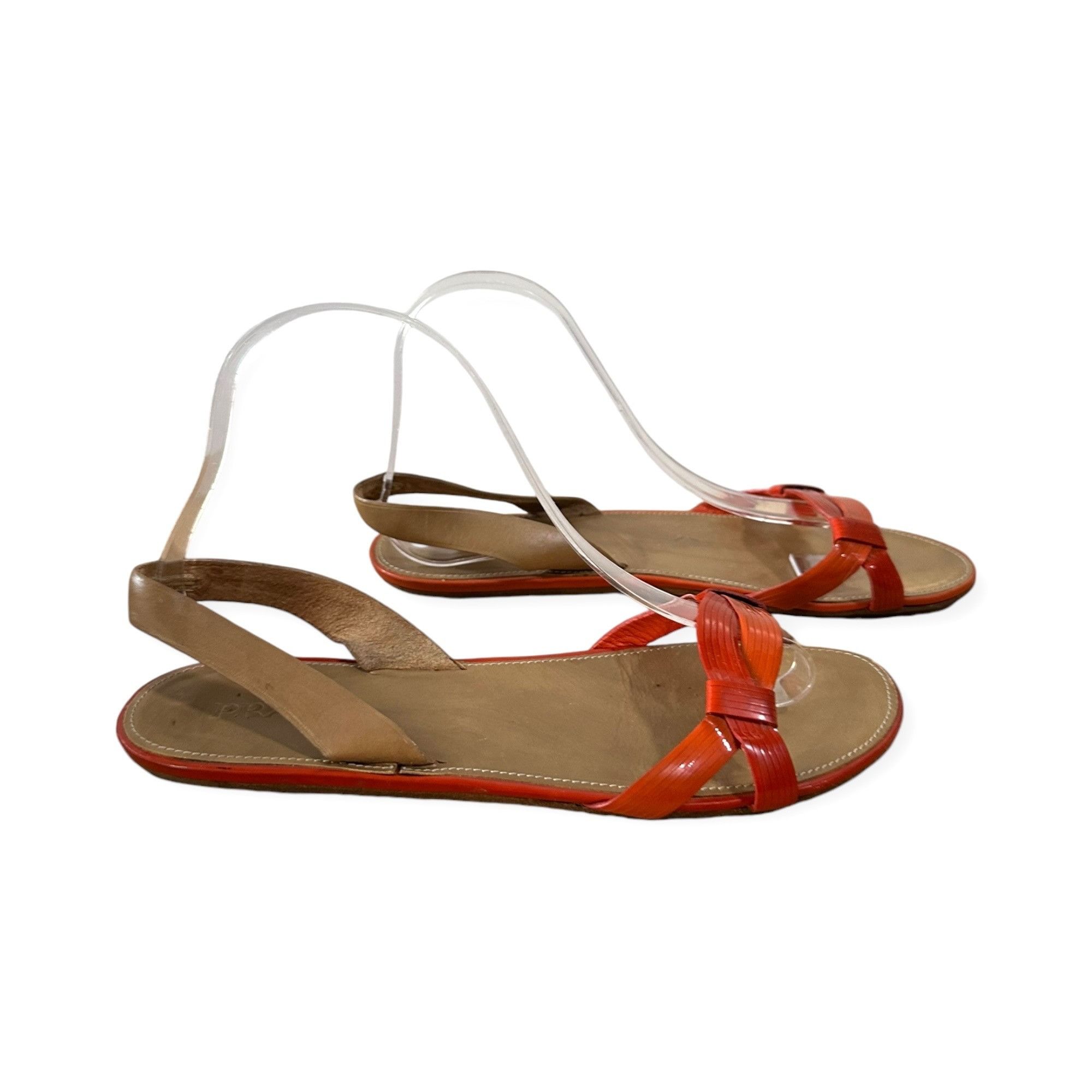 Prada Prada Flat Sling Back Sandal, Orange Patent, Size 38.5 EU Size US 8.5 / IT 38.5 - 5 Thumbnail