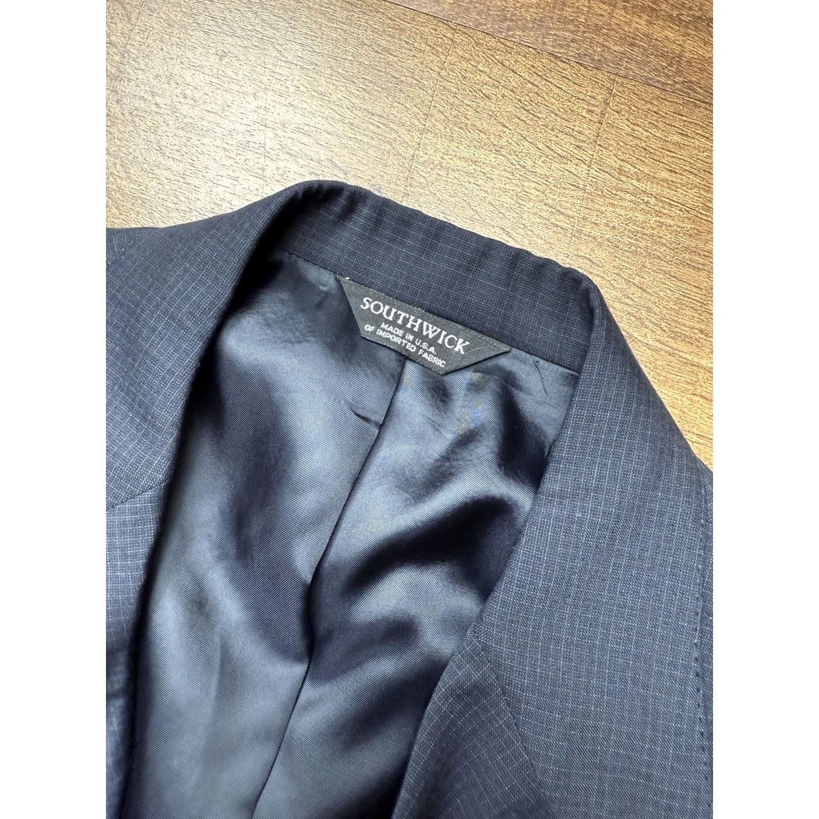 Southwick VINTAGE Southwick Suit Mens 41 Blue VTG Men 41L Blazer Unhemmed Trousers Check NEW Size US 35 - 4 Thumbnail