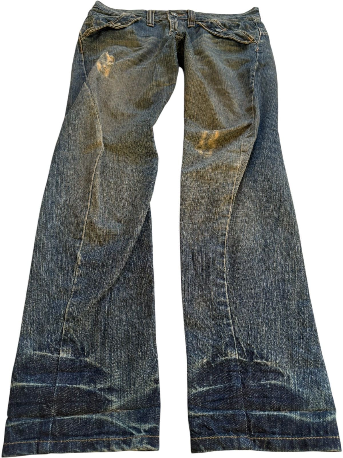 Japanese Brand × Le Grande Bleu (L.G.B.) Vintage Japanese Rusty Mud Wash Spiral Leg Distressed Jeans Size US 32 / EU 48 - 1 Thumbnail